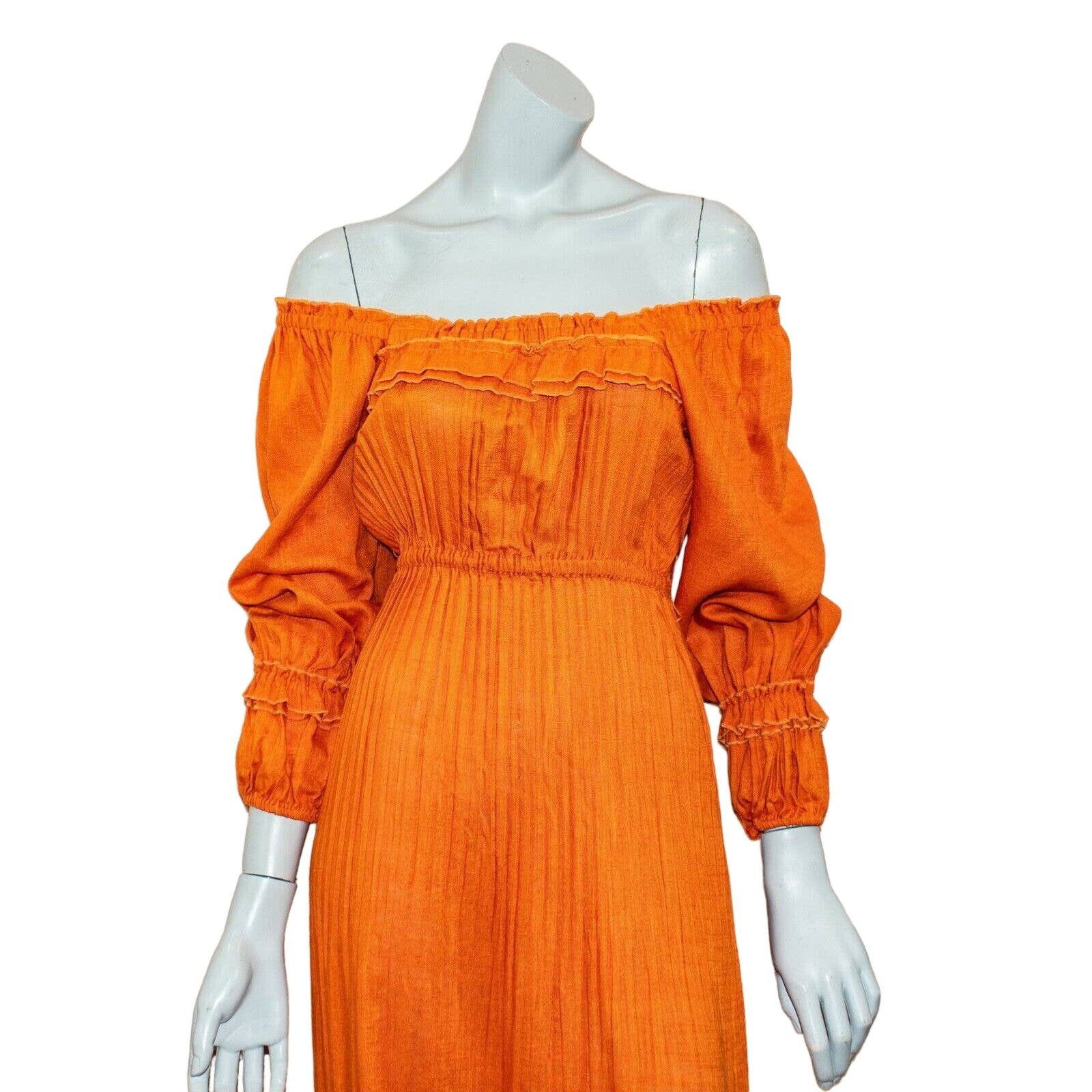 NICHOLAS NICHOLAS Pleated Prairie Dress in Deep Orange Size 0 Size XS / US 0-2 / IT 36-38 - 9 Thumbnail
