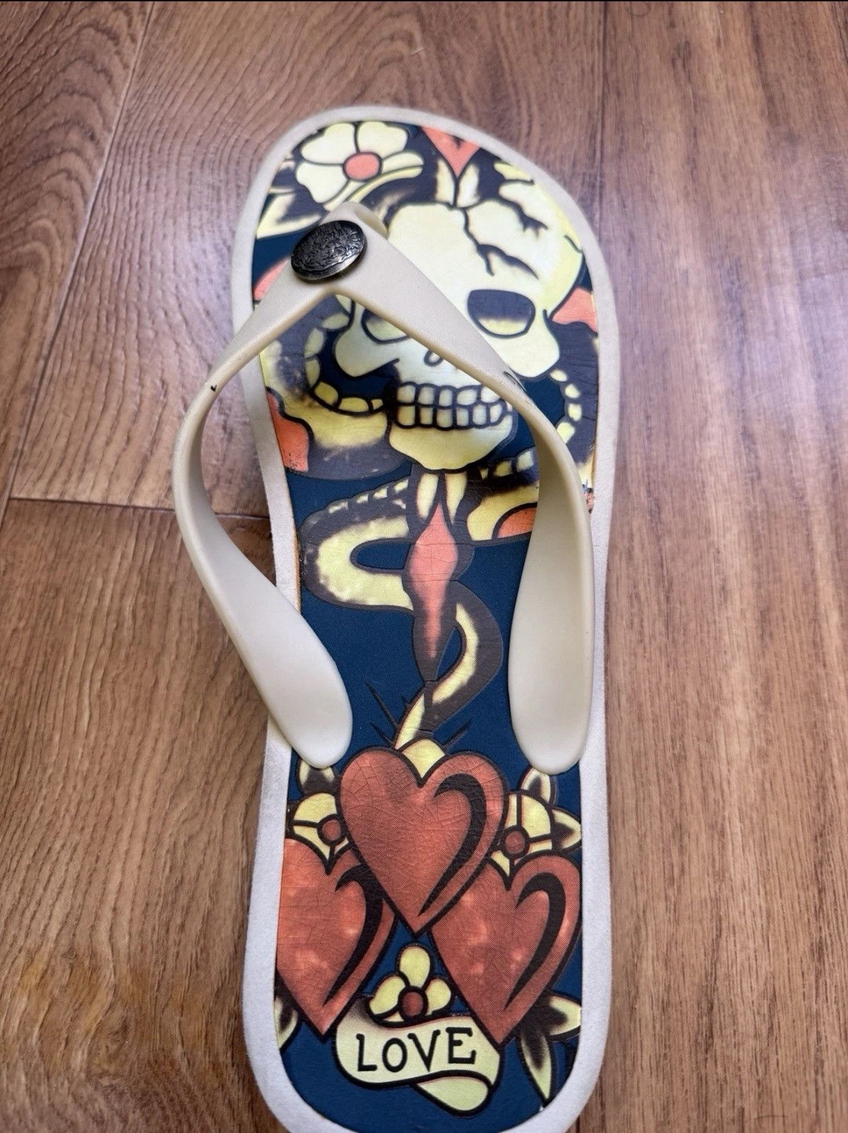 Ed Hardy Ed Hardy Skull Tatoo Flip Flops Y2K eu 44\ us 11.5 Size US 11.5 / EU 44-45 - 7 Thumbnail