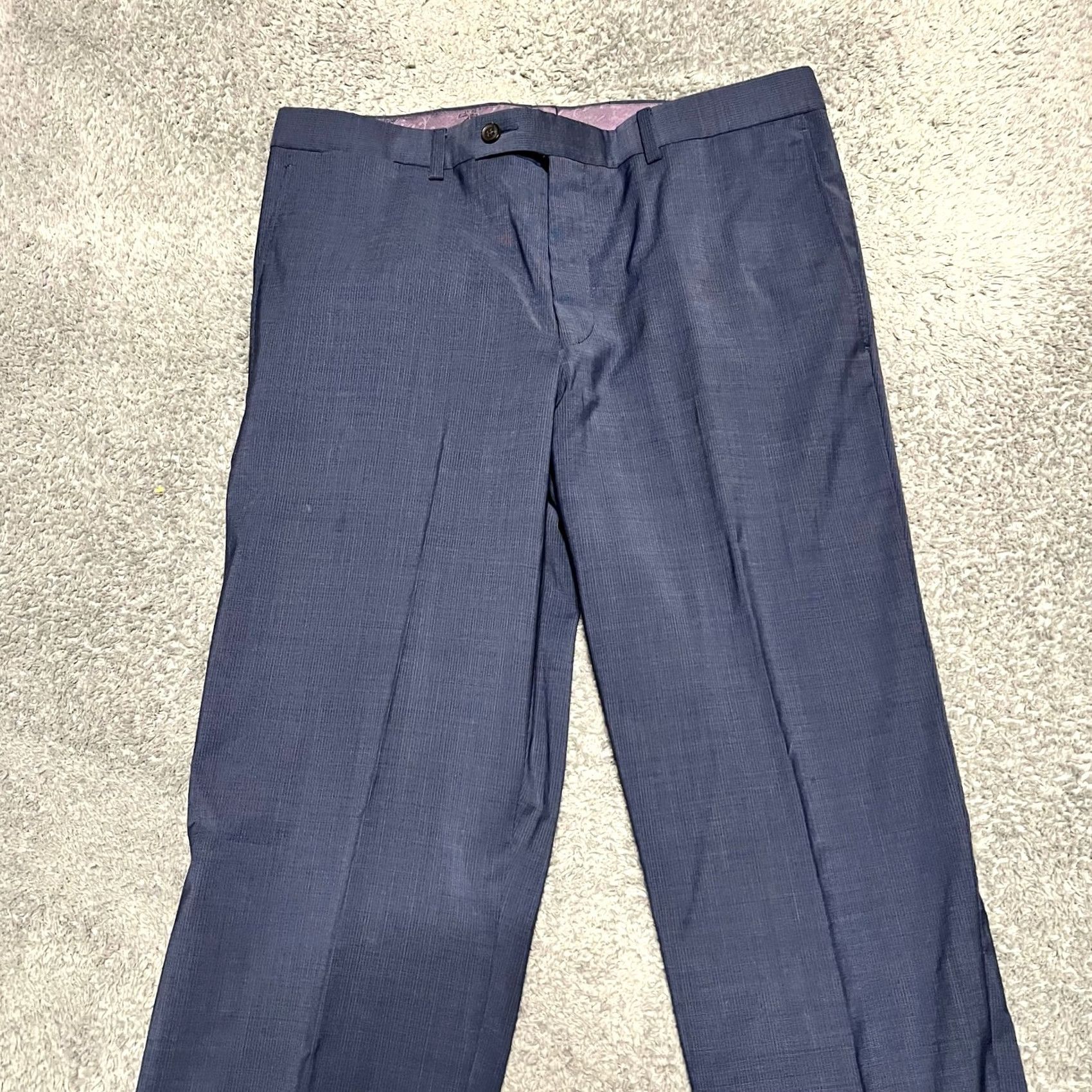 Ted Baker Ted Baker London Mens Pants Blue Plaid Wool Dress Slacks 35 x33.5 Size US 35 - 2 Thumbnail