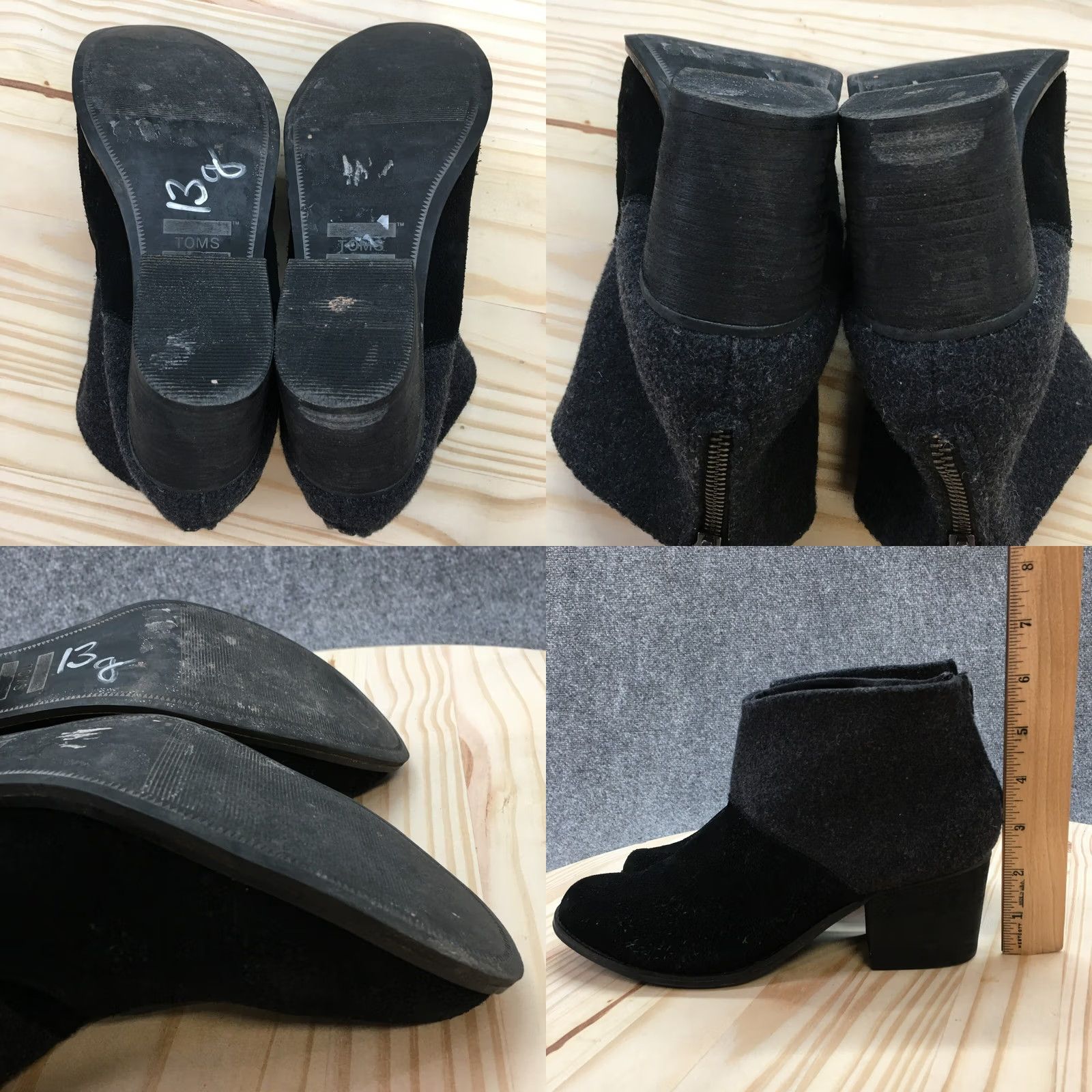 Toms Toms Boots Womens 9 Leila Ankle Booties Black Suede Block Heeled Zip Boots Size US 9 / IT 39 - 8 Thumbnail
