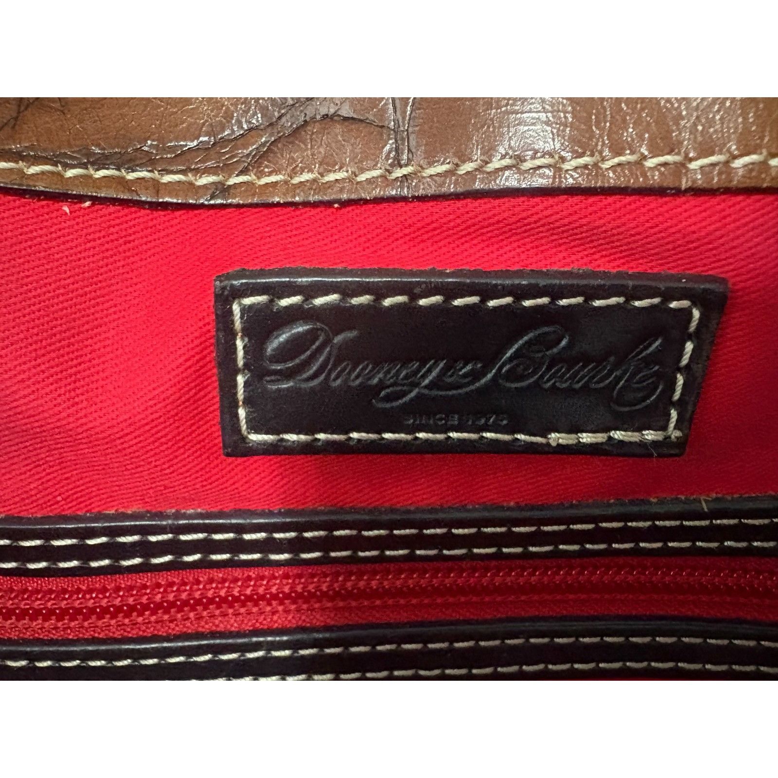 Dooney & Bourke Dooney Bourke Dover Croc Embossed Leather Tote Bag Brown Bla Size ONE SIZE - 5 Thumbnail