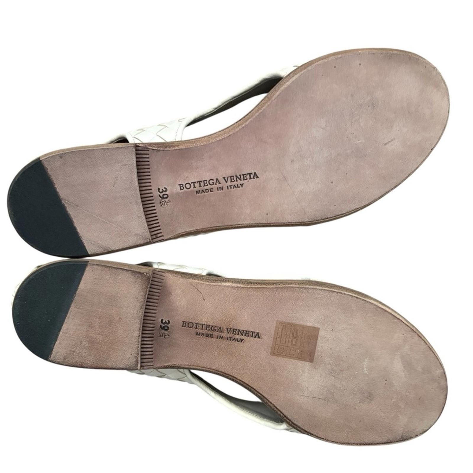 Bottega Veneta Bottega Veneta Napa Leather White Woven Sandals Size US 9.5 / IT 39.5 - 10 Thumbnail