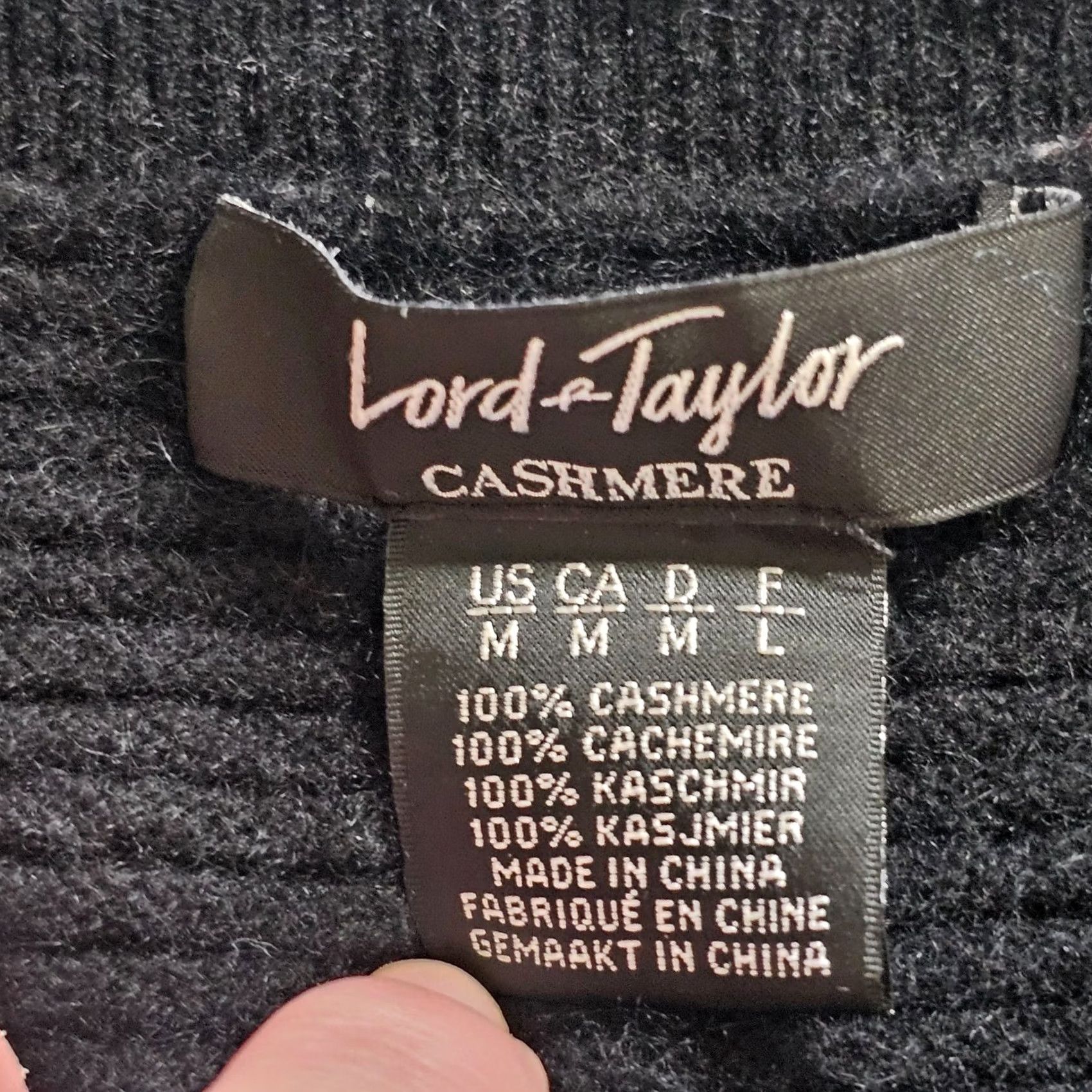 Lord & Taylor Lord & Taylor Sweater Top Womens Medium Black Cashmere Ribbed Long Sleeve Casual Size M / US 6-8 / IT 42-44 - 3 Thumbnail