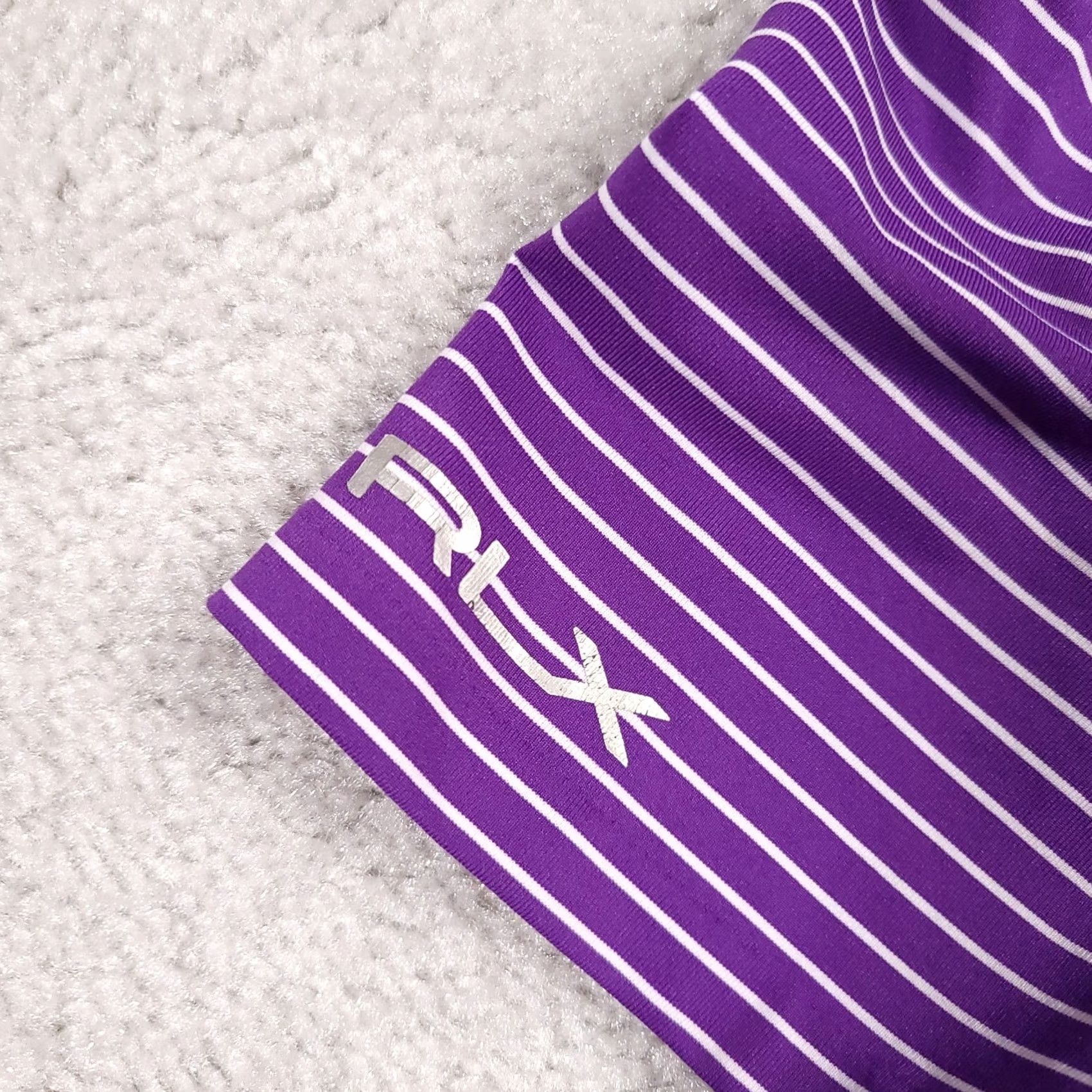 RLX Ralph Lauren RLX Ralph Lauren Womens M 2014 PGA Polo Shirt Purple Striped Short Sleeve Golf Shirt Ladies M Purple Striped Courtesy Size M / US 6-8 / IT 42-44 - 5 Thumbnail