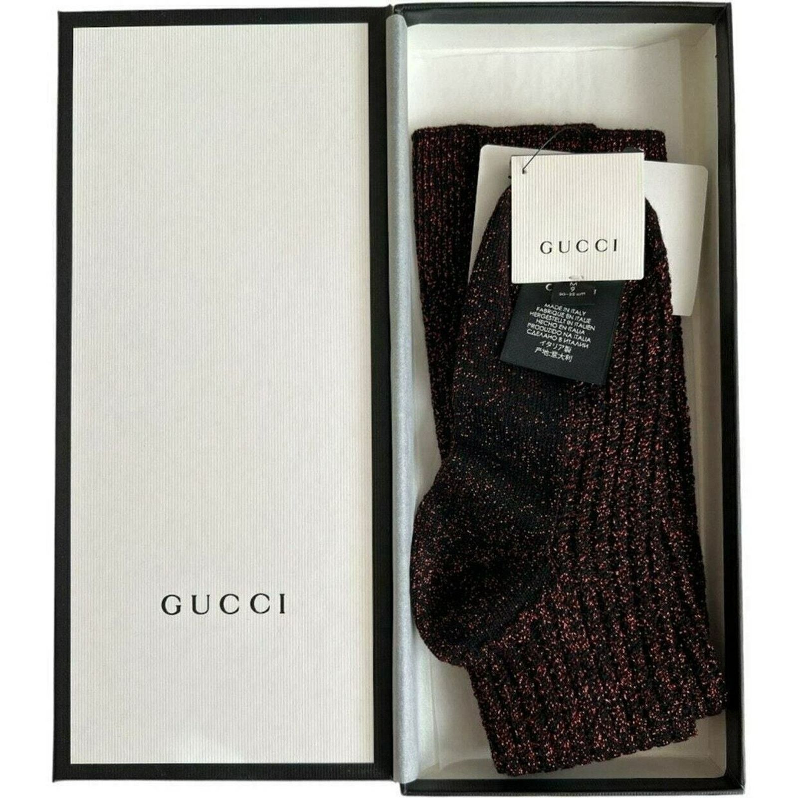 Gucci GUCCI Wool Red/Black Metallic Crew Socks, Medium/M9 20-22cm Size ONE SIZE - 1 Thumbnail
