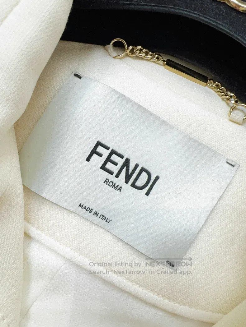 Fendi Fendi Cream White Leather Pocket Jacket with Belt Size XS / US 0-2 / IT 36-38 - 6 Thumbnail