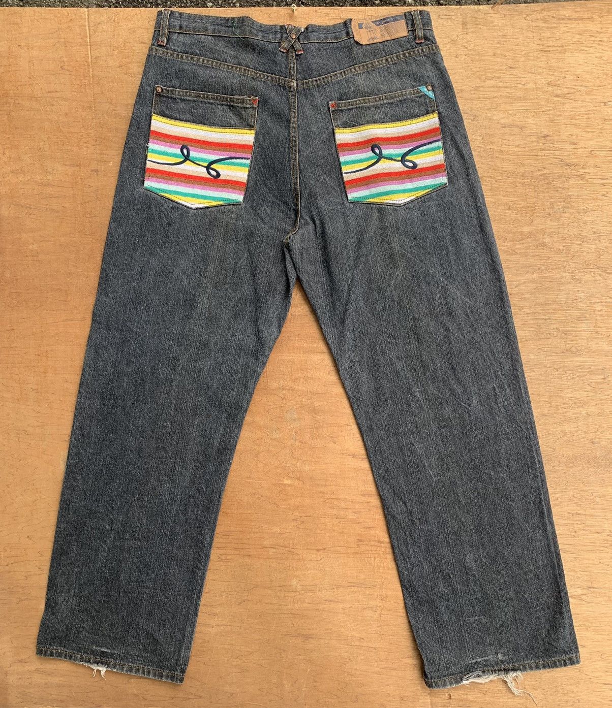Vintage L.R.G Hip Hop Make Jeans Not War Baggy Denim Pants Size US 38 / EU 54 - 7 Thumbnail
