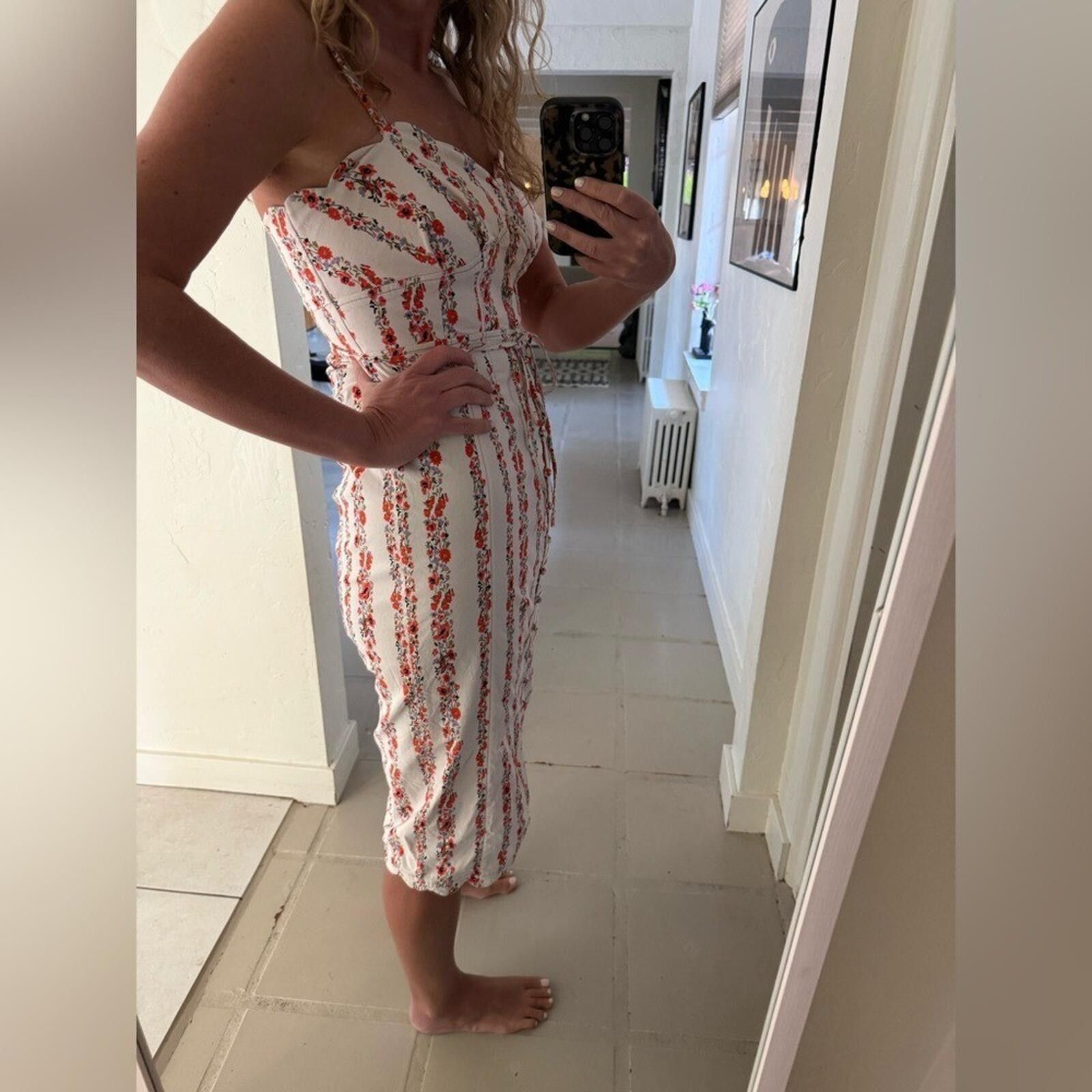 Anthropologie Anthro $170 Sweetheart Floral Striped Midi Dress Size 8 Size M / US 6-8 / IT 42-44 - 6 Thumbnail