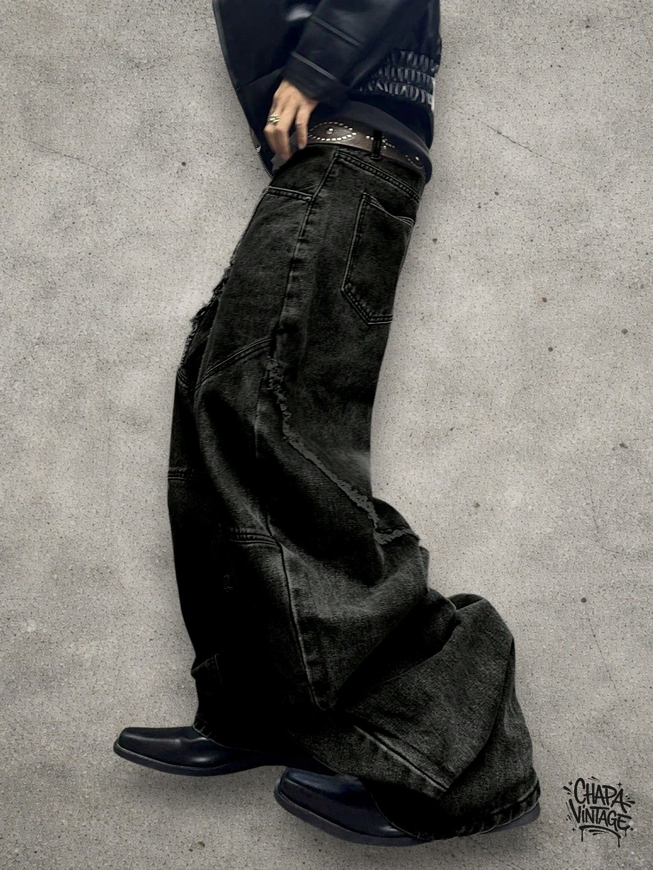 Japanese Brand Distressed black opium jeans Size US 32 / EU 48 - 4 Thumbnail