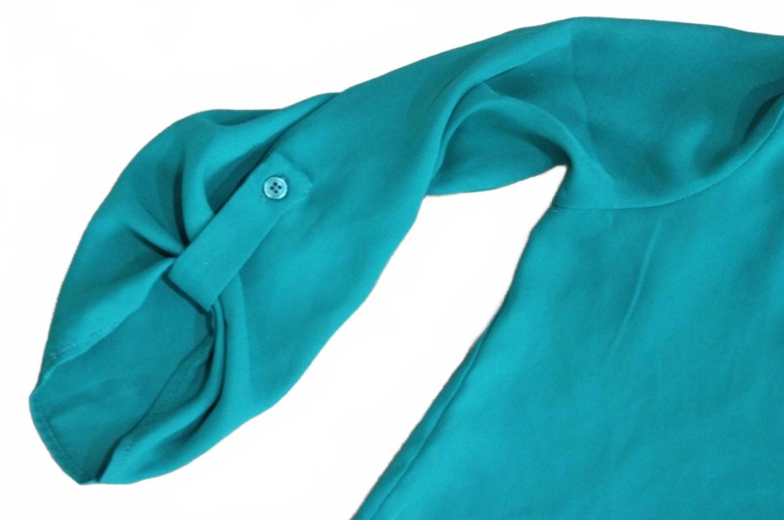 Decree Decree Teal Long Sleeve V-Neck Blouse w Buttoned Sleeve XS Size XS / US 0-2 / IT 36-38 - 3 Thumbnail