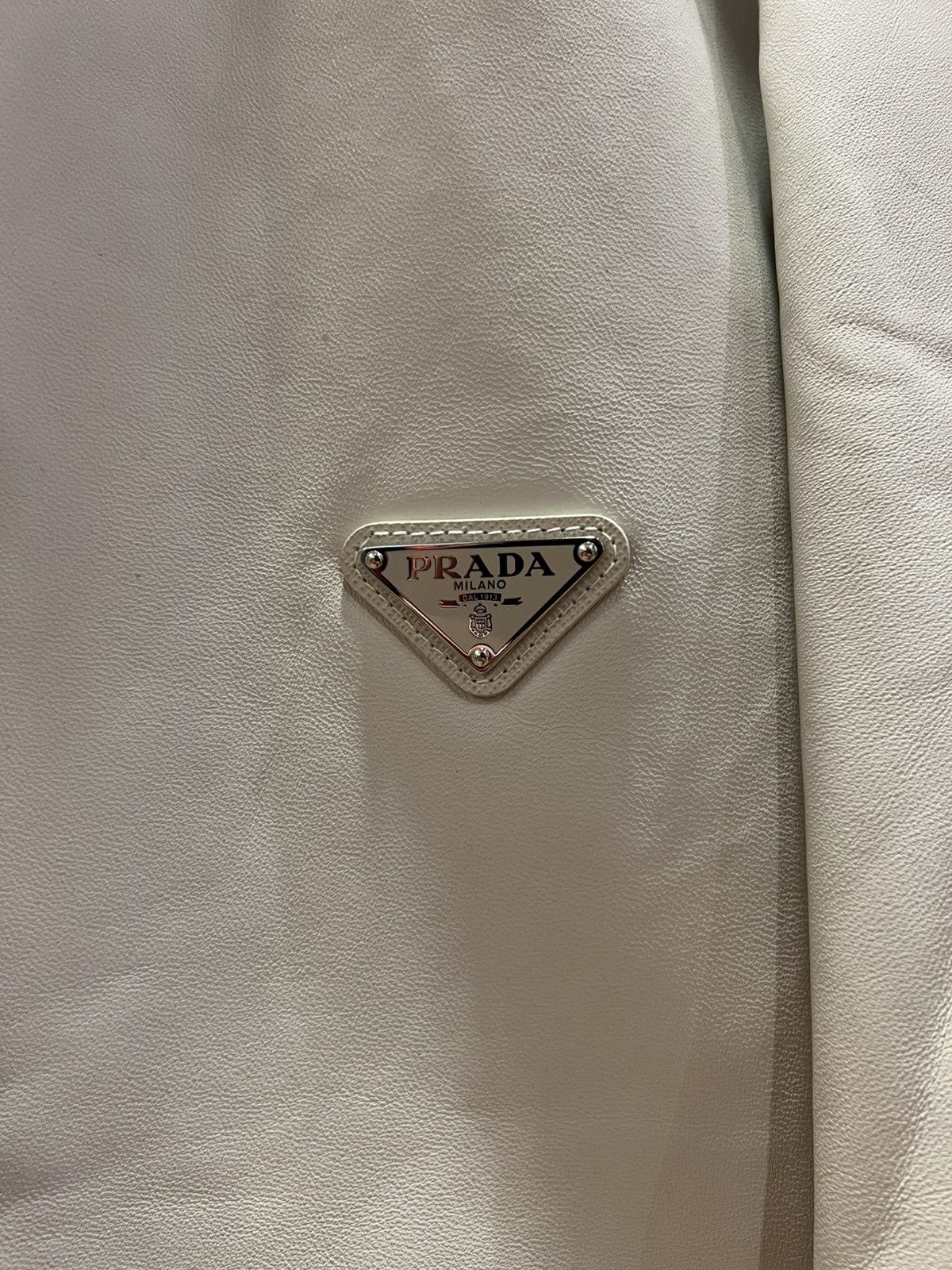 Prada Prada leather zip up overshirt jacket white Size US XL / EU 56 / 4 - 2 Thumbnail