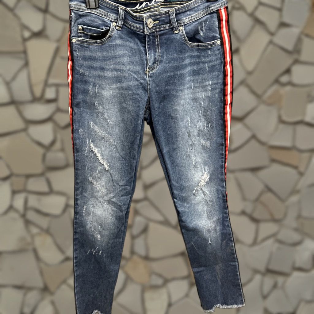 Women’s Inc Denim Skinny Jeans Distressed Red Stripe Size 4