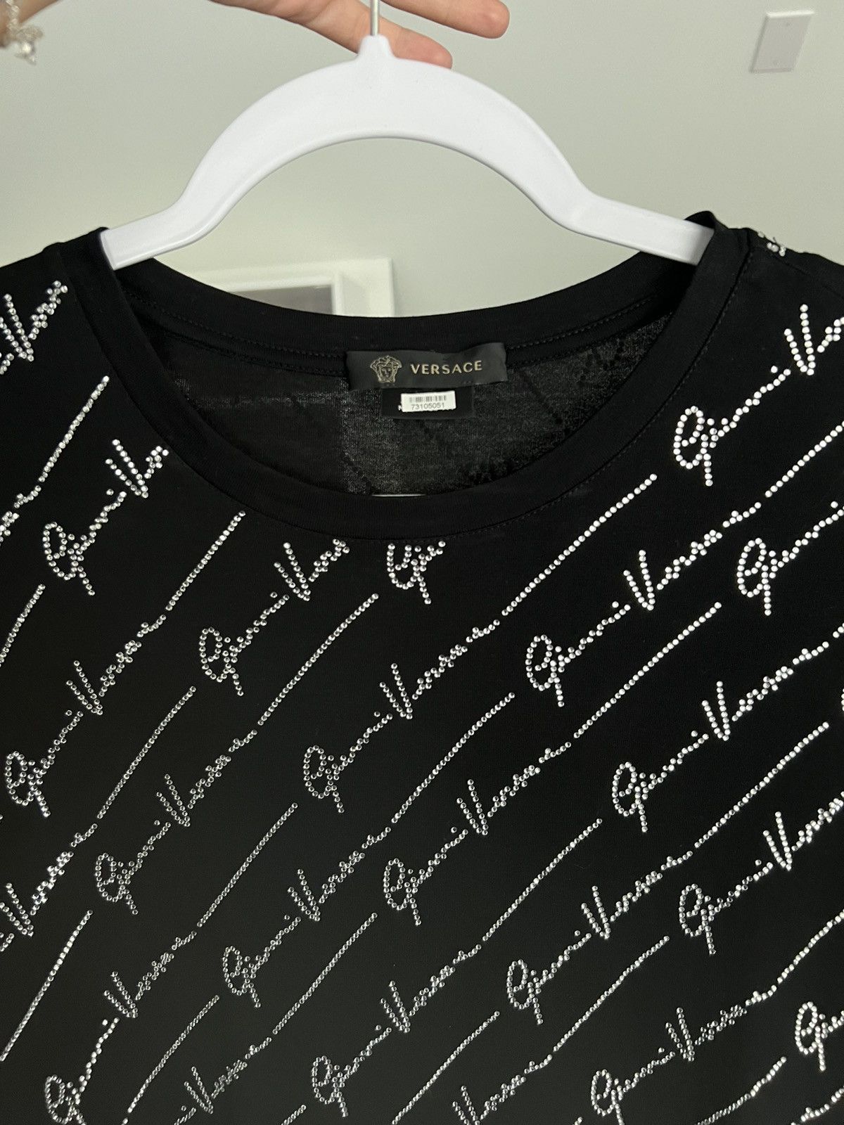 Versace Versace Crystal Logo Embellished T Shirt Size US M / EU 48-50 / 2 - 5 Thumbnail