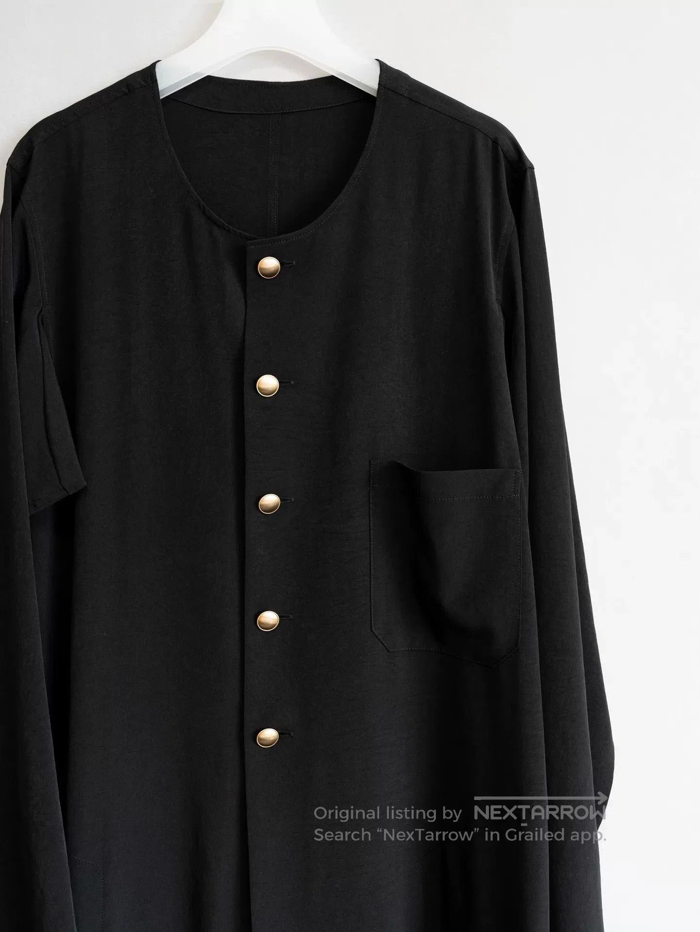 Yohji Yamamoto yohji yamamoto collarless black long robe. Size S / US 4 / IT 40 - 3 Thumbnail