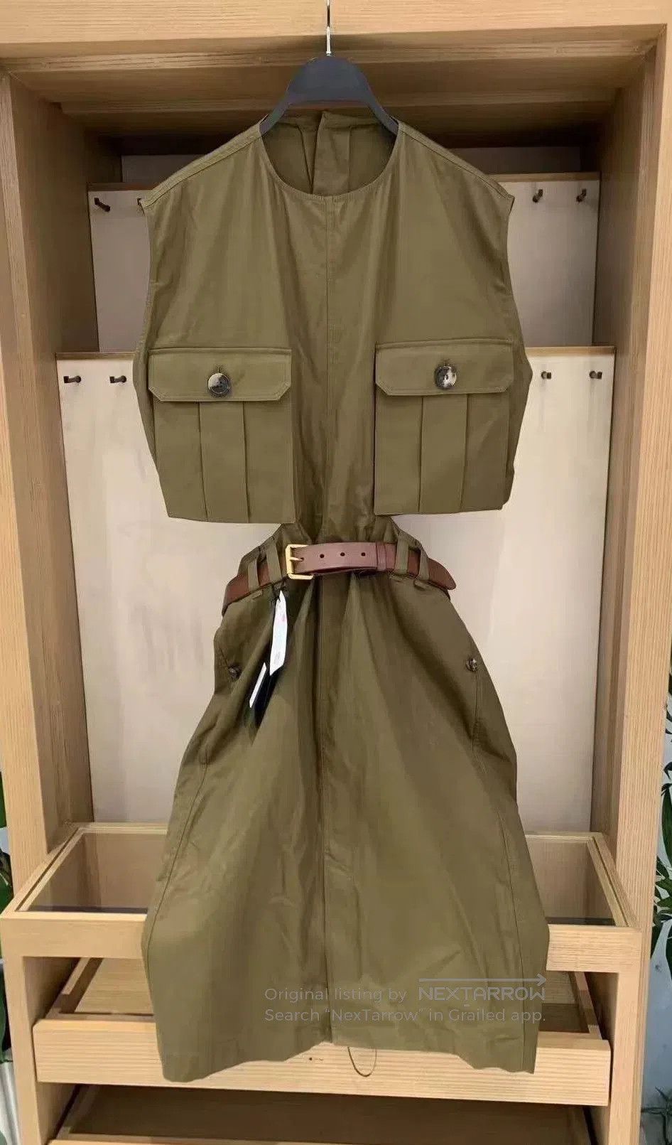 Saint Laurent Paris Saint Laurent Olive Green Sleeveless Dress. Size S / US 4 / IT 40 - 1 Thumbnail