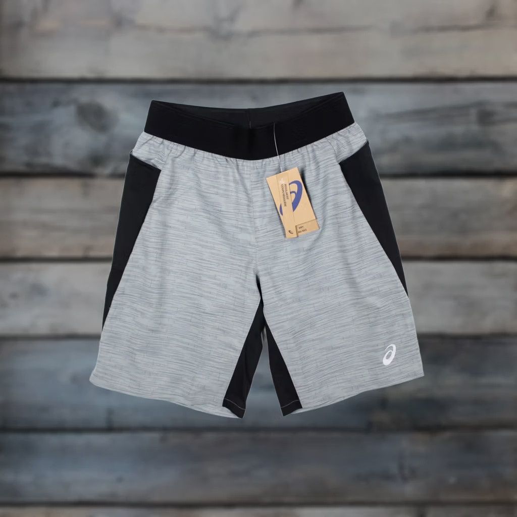Asics ASICS Men's Shorts 9 in Mixer Short Unlined S Small Gray 036 Black Gray 9" Inseam Athletic Pockets Drawstring Elastic Waist Size US 29 - 1 Thumbnail