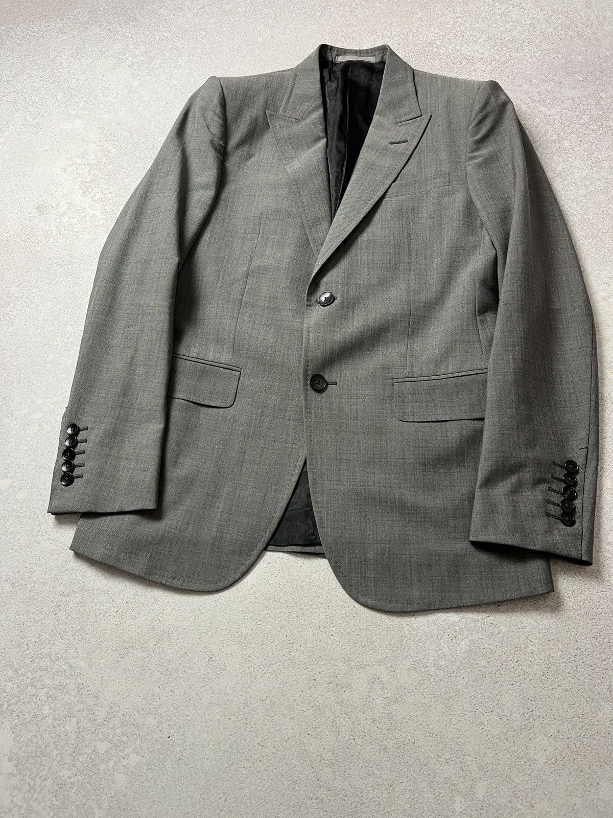 Gucci GUCCI Peak Lapel Grey 2 Btn Wool Mohair Blazer Size 36R - 3 Thumbnail