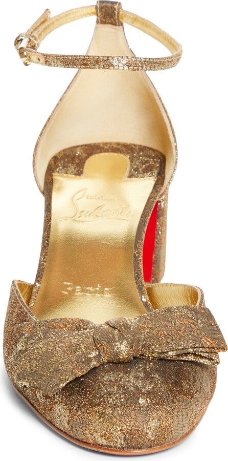 Christian Louboutin os11x0126 Jane Bow Pumps in Gold Size US 9 / IT 39 - 4 Thumbnail