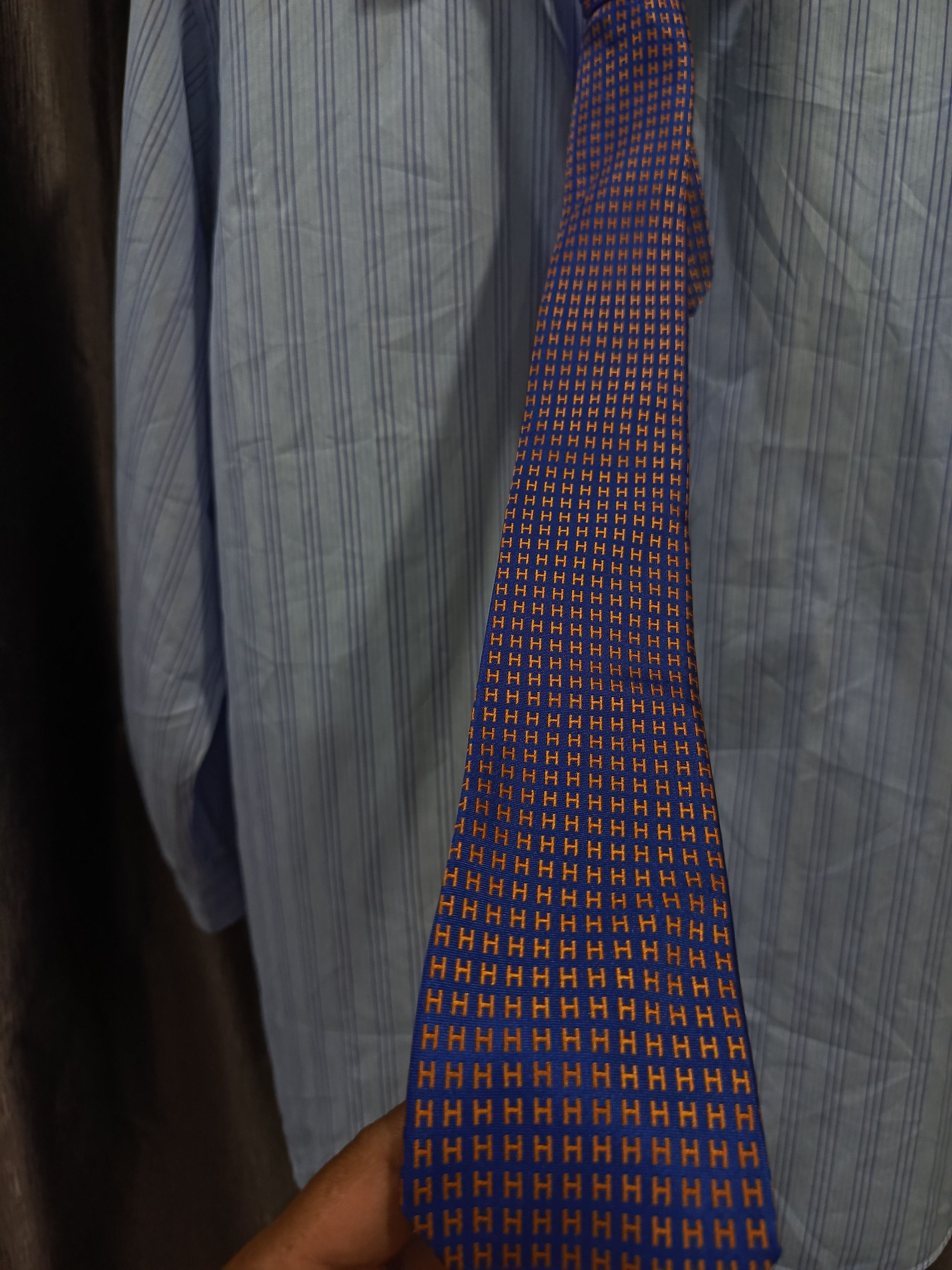 Hermes Hermès light blue multi-striped button-down dress shirt Size US XL / EU 56 / 4 - 4 Thumbnail