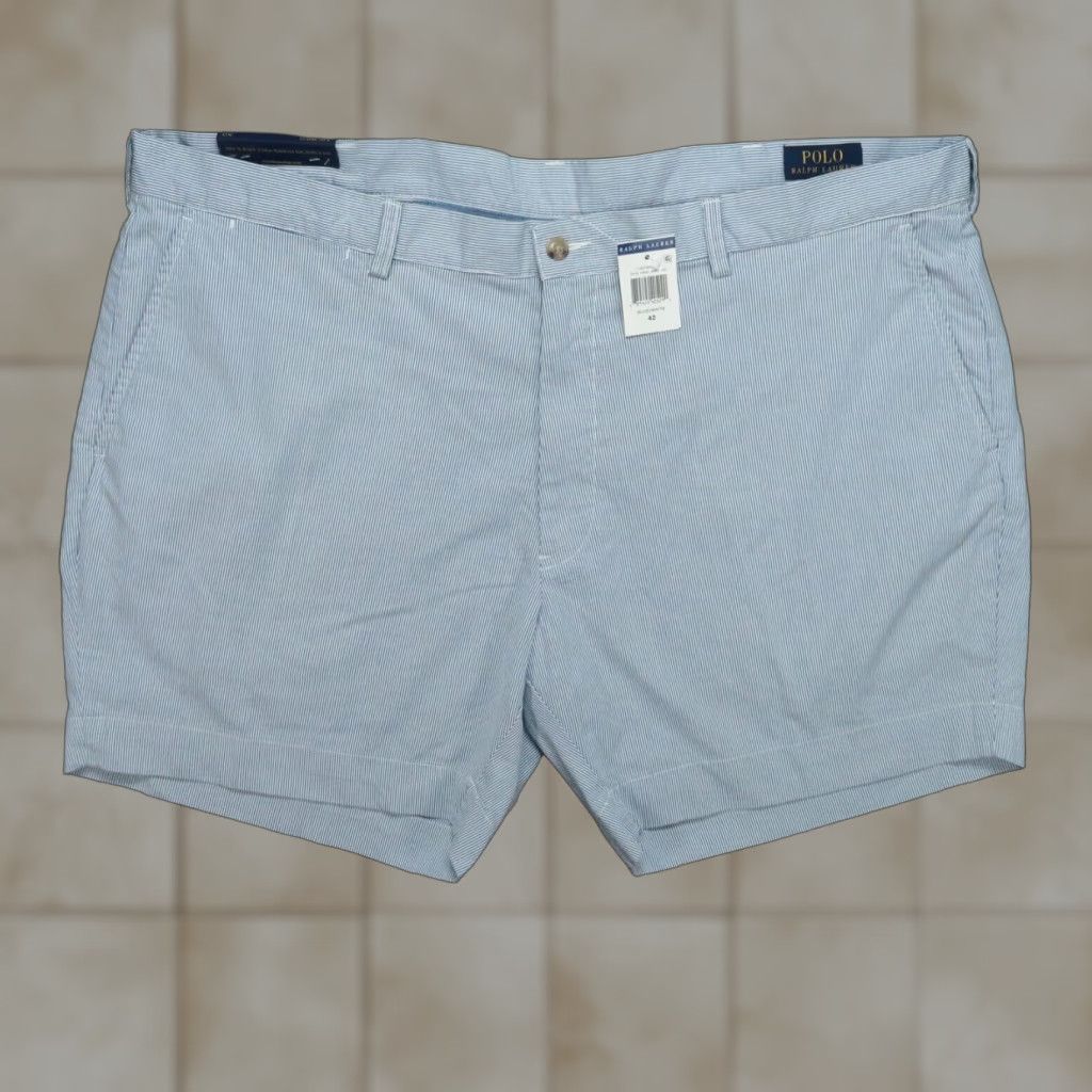 Polo Ralph Lauren Shorts Mens 42 Blue White Striped Classic Fit Chino 6