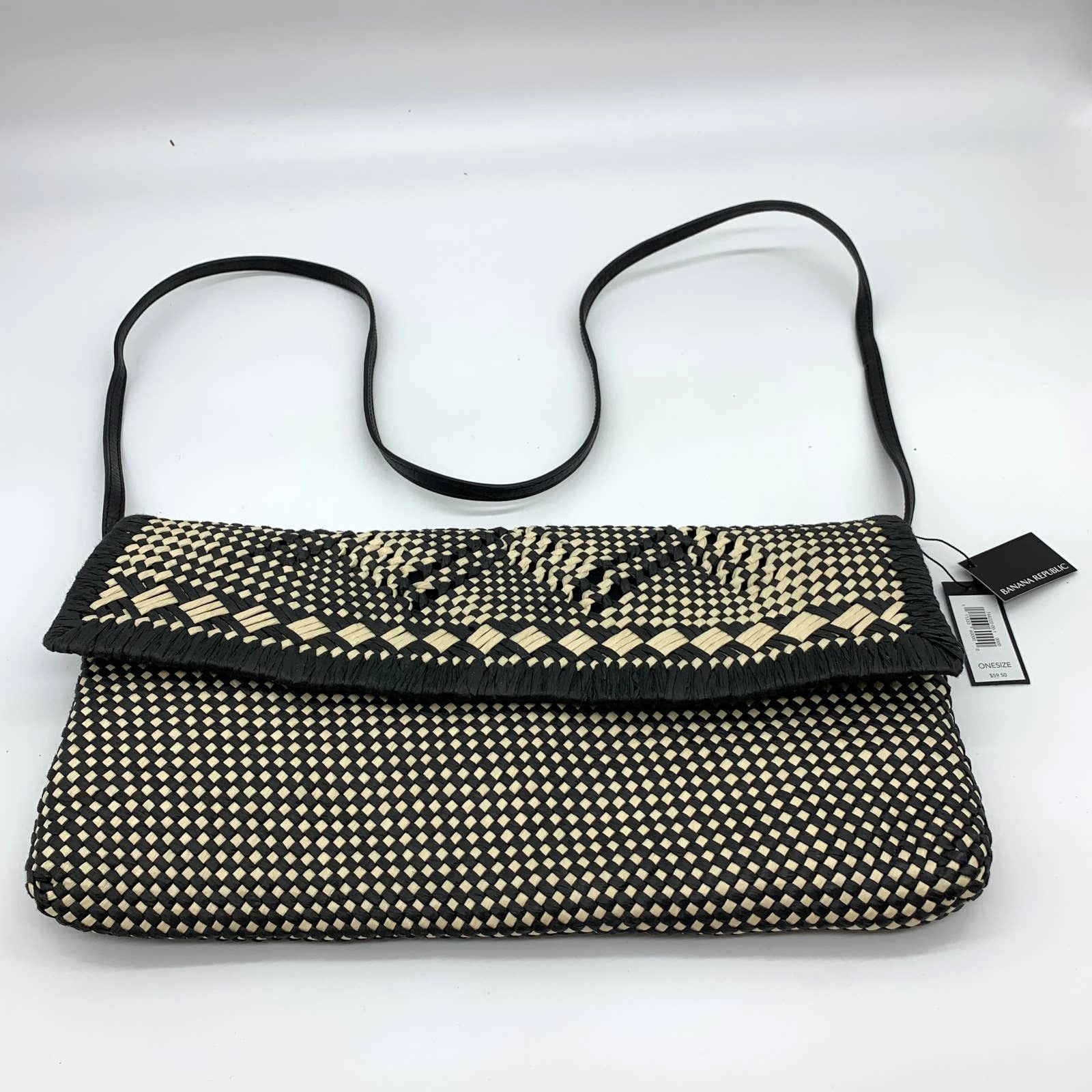 Banana Republic Banana Republic Black Straw Crossbody Purse Womens Medium Size ONE SIZE - 1 Thumbnail