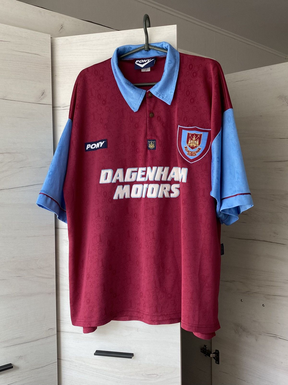 PONY West Ham Pony Home Jersey XXL Dagenham Motors Long Sleeve Size US XXL / EU 58 / 5 - 1 Thumbnail
