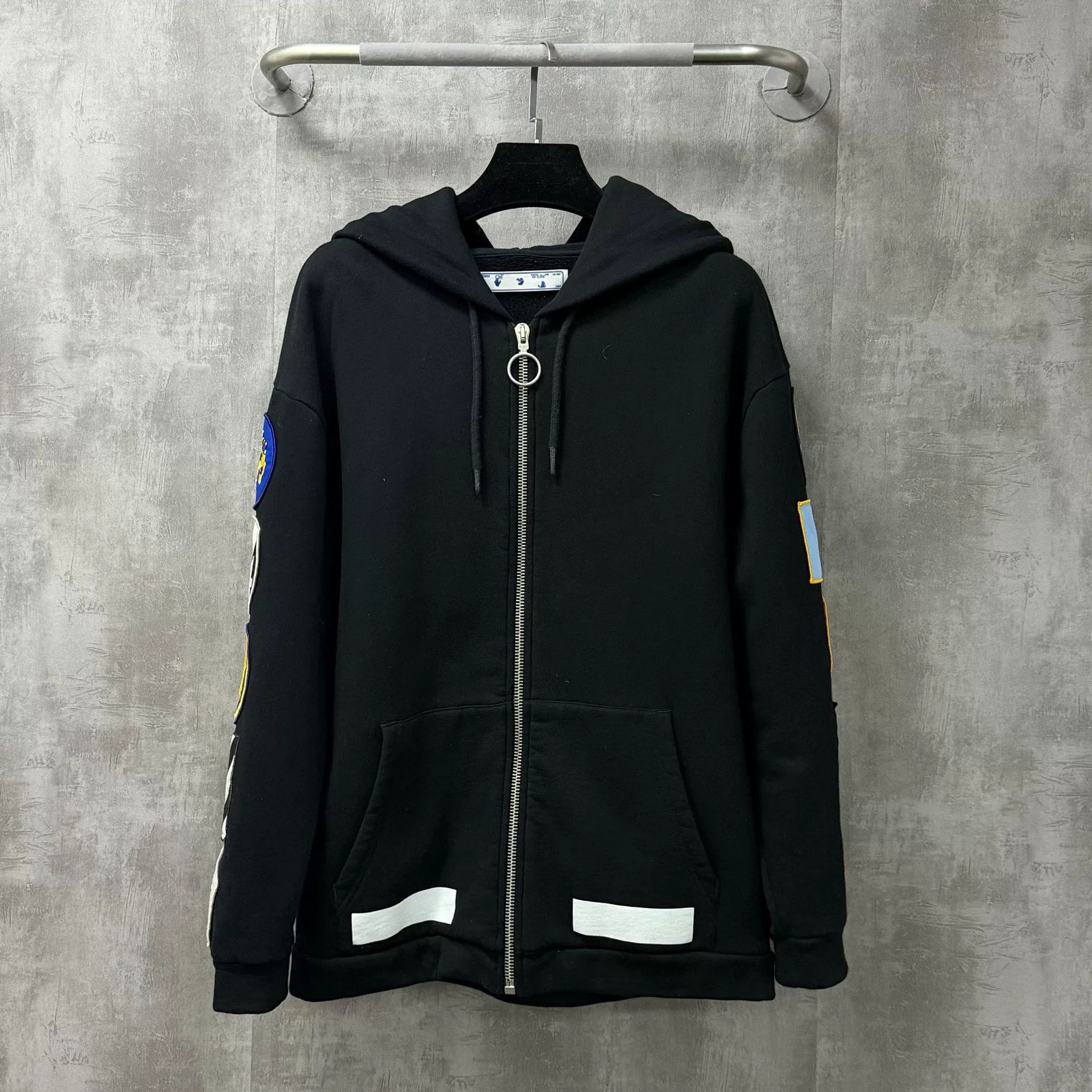 Off-White Off-White OW Multi-Badge Fleece Zip Hoodie Size US XXS / EU 40 - 1 Thumbnail