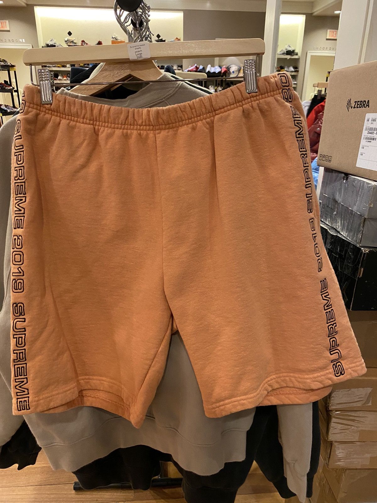 image of Supreme Sweat Shorts in Peach, Men's (Size 34)