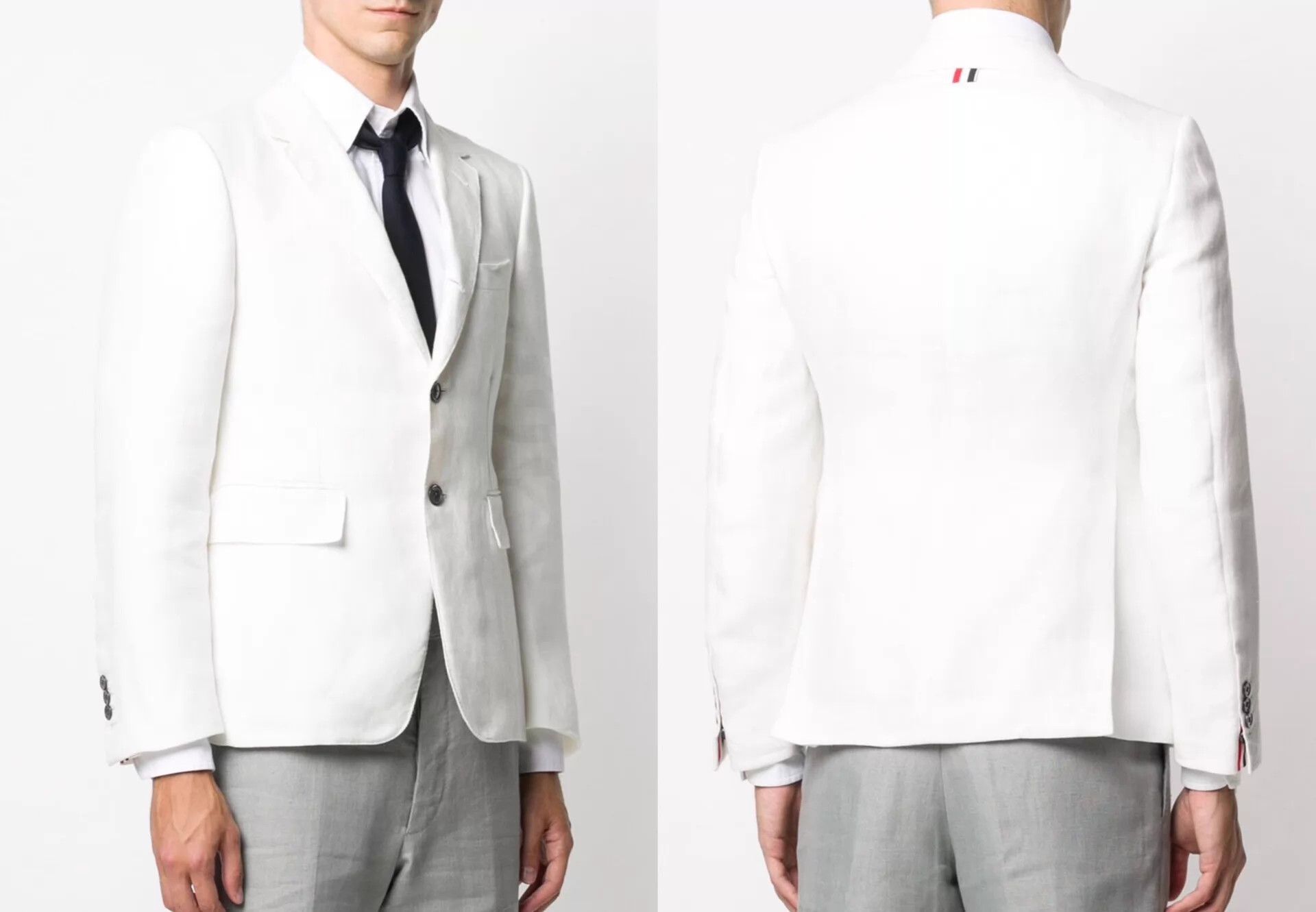 Thom Browne Thom Browne Men's White Linen 4-Bar Blazer Size US XL / EU 56 / 4 - 8 Thumbnail