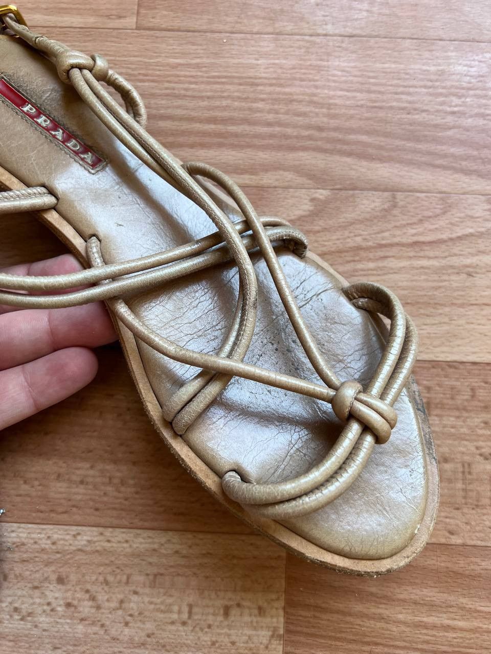 Prada PRADA RED TAB GLADIATOR BEIGE LIGHT BROWN WOMAN SANDALS SZ37 Size US 7 / IT 37 - 7 Thumbnail