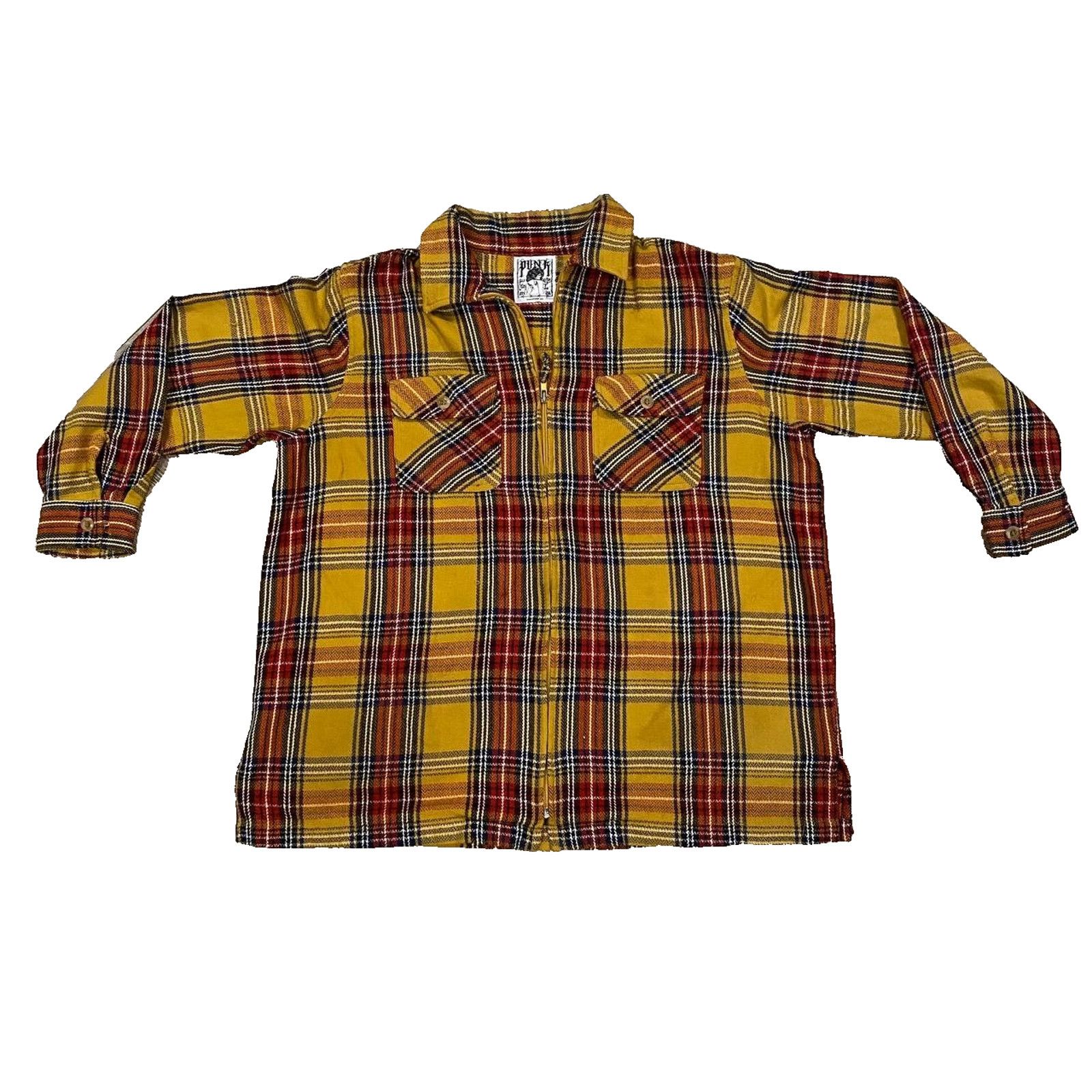 Other PUNK LA Anarchy Yellow Plaid Flannel Y2K Metal Shirt sz L Size US L / EU 52-54 / 3 - 2 Thumbnail