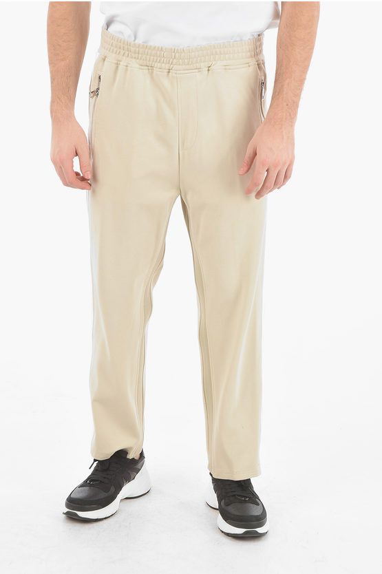 image of Neil Barrett Regimental Striped Loose Extra Low Rise Sweatpants in Beige, Men's (Size 31)