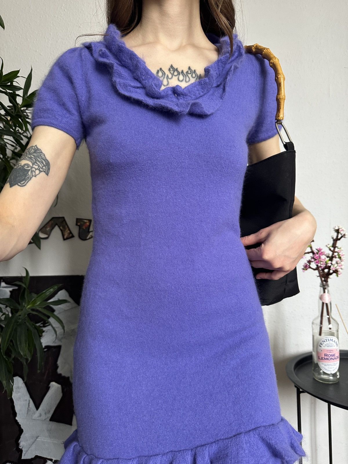 Other Luisa Spagnoli Angora Ruched Fluffy Cozy Midi Dress Size ONE SIZE - 6 Thumbnail