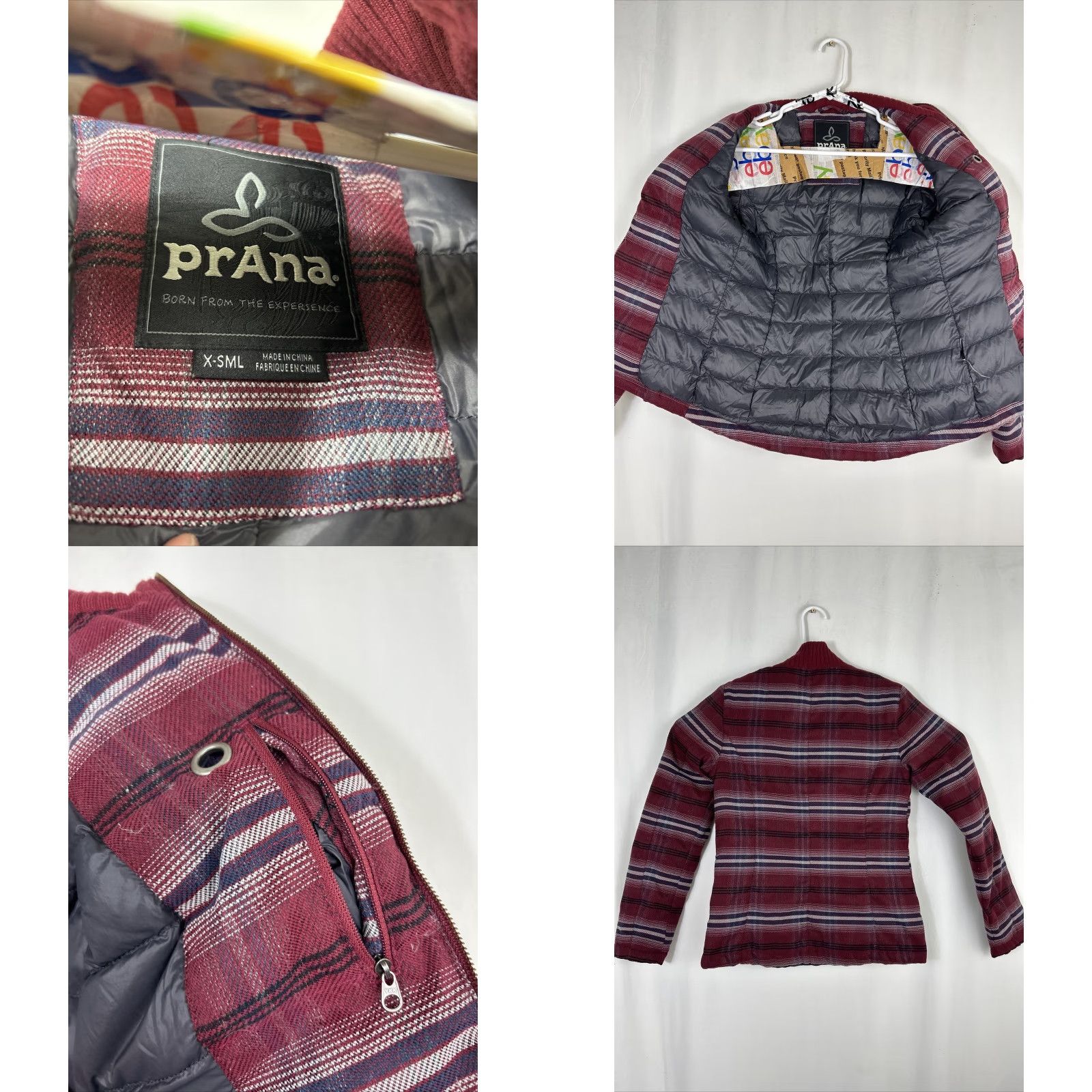 Prana PRANA Showdown Striped Plaid Red Down Puffer Jacket Women's XS Size XS / US 0-2 / IT 36-38 - 8 Thumbnail