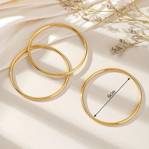 The Unbranded Brand Women 3Pcs/Set Stainless Steel Solid Bangle Size ONE SIZE - 4 Thumbnail