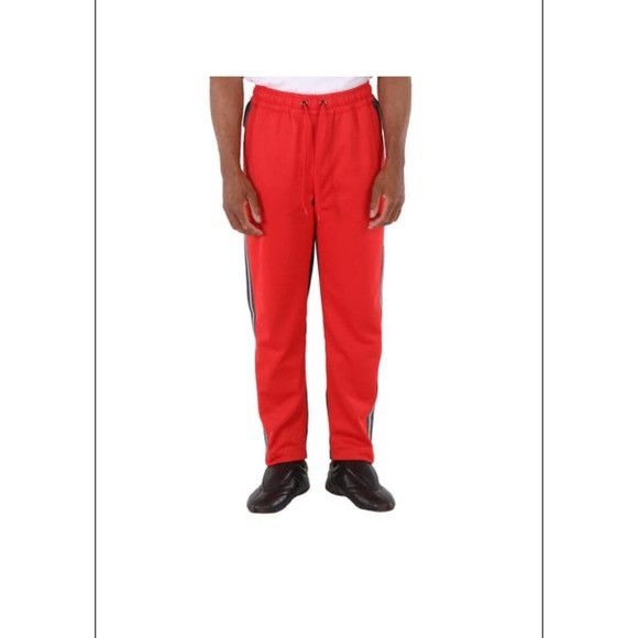 Burberry Mens Track Pants Bright Red Side Stripe Casual Jogg
