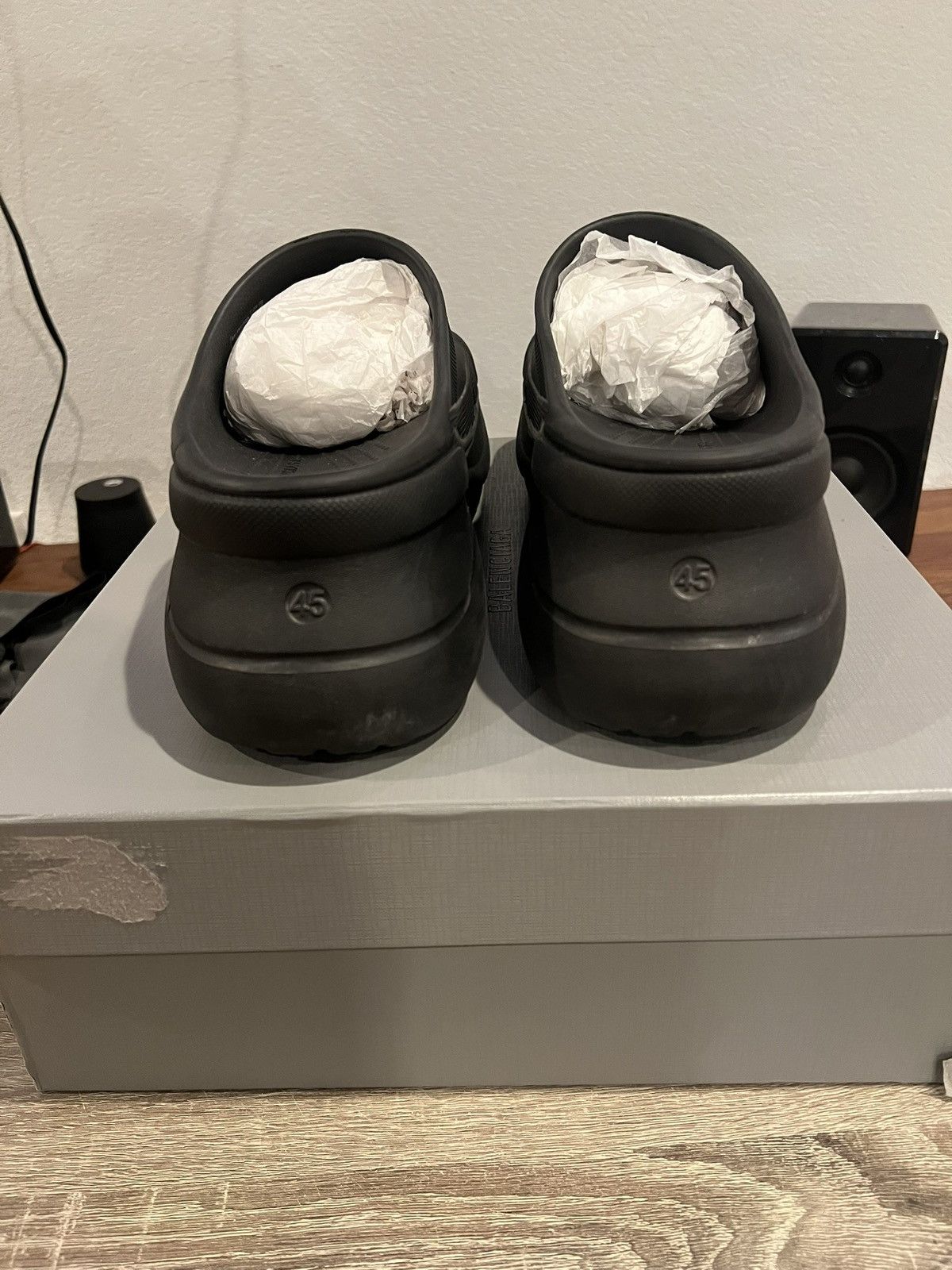 Balenciaga × Crocs Balenciaga Crocs Pool Rubber Slides Sandals Black Size US 12 / EU 45 - 4 Thumbnail