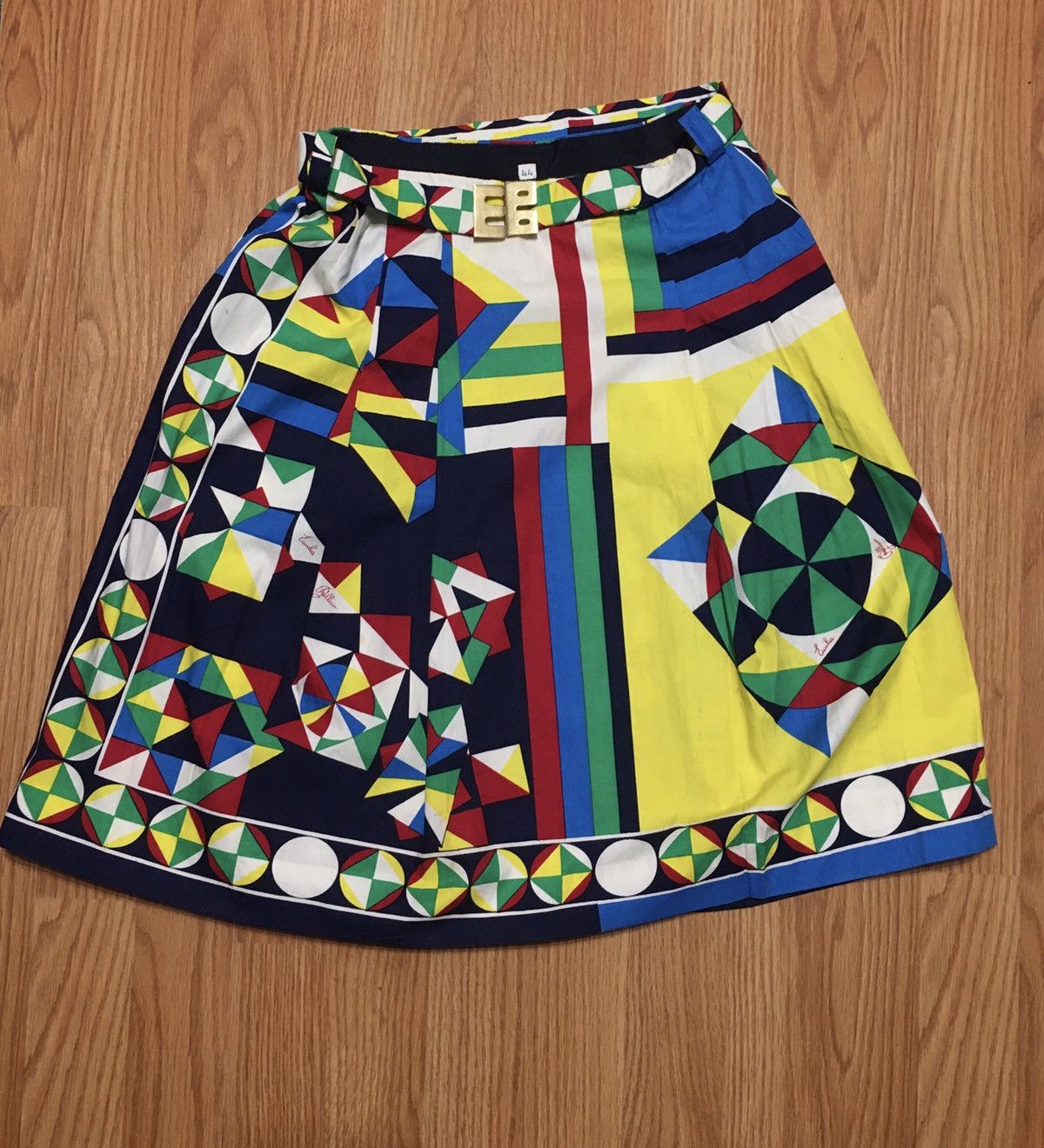 Vintage Emilia Bellini Vintage 70s Abstract Print Cotton Skirt EU 44 Size 30" / US 8 / IT 44 - 6 Thumbnail