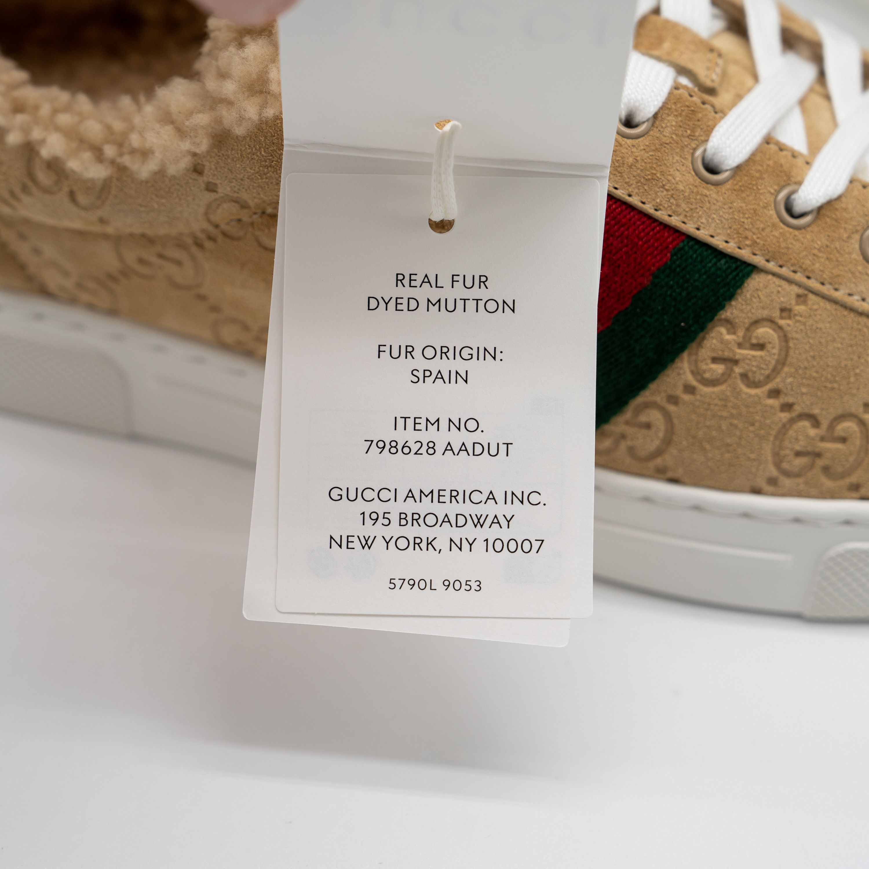 Gucci 9.5 US Gucci Ace GG Brown Mutton Fur Shearling Web Sneakers Size US 9.5 / IT 39.5 - 10 Thumbnail