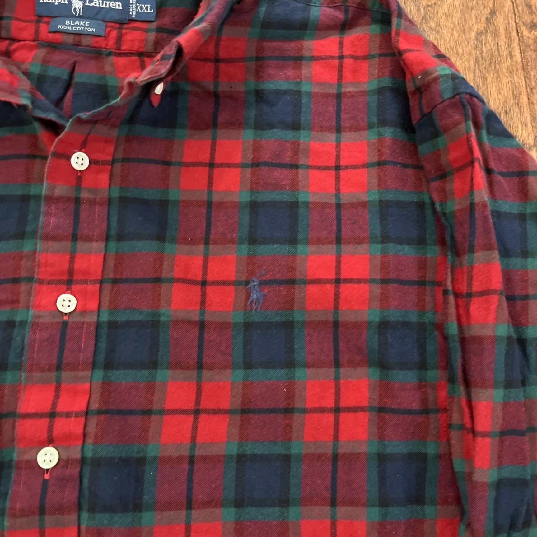 Ralph Lauren Ralph Lauren Polo Long Sleeve Blake Plaid Flannel Shirt Men's XXL Red Cotton Button-Up 90s Classic Retro All Seasons Size US XXL / EU 58 / 5 - 3 Thumbnail