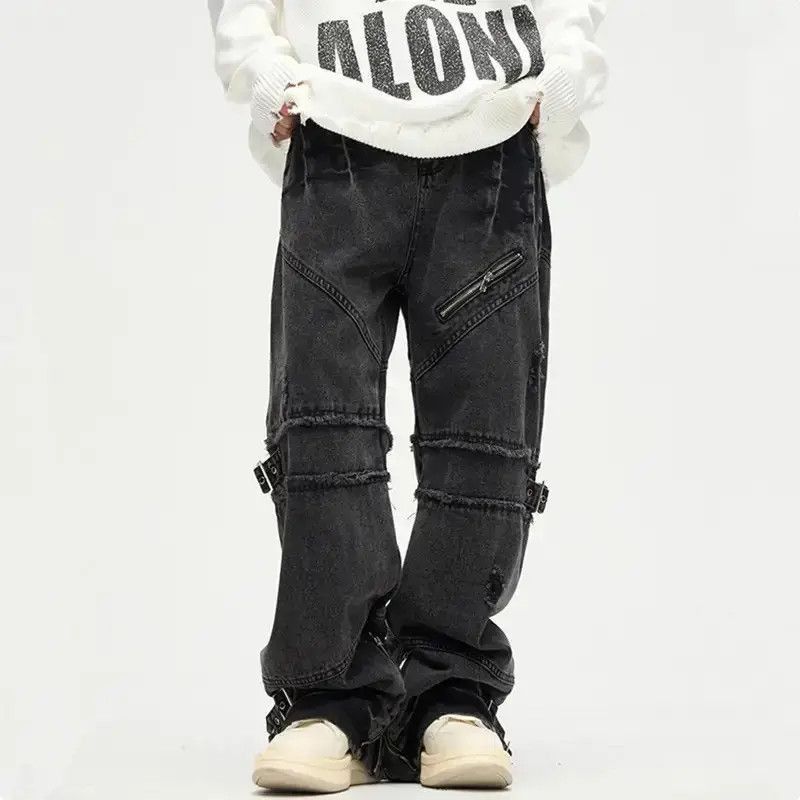 Japanese Brand × Jean Black Gothic Pants Wide Leg Baggy Jeans Size US 30 / EU 46 - 4 Thumbnail