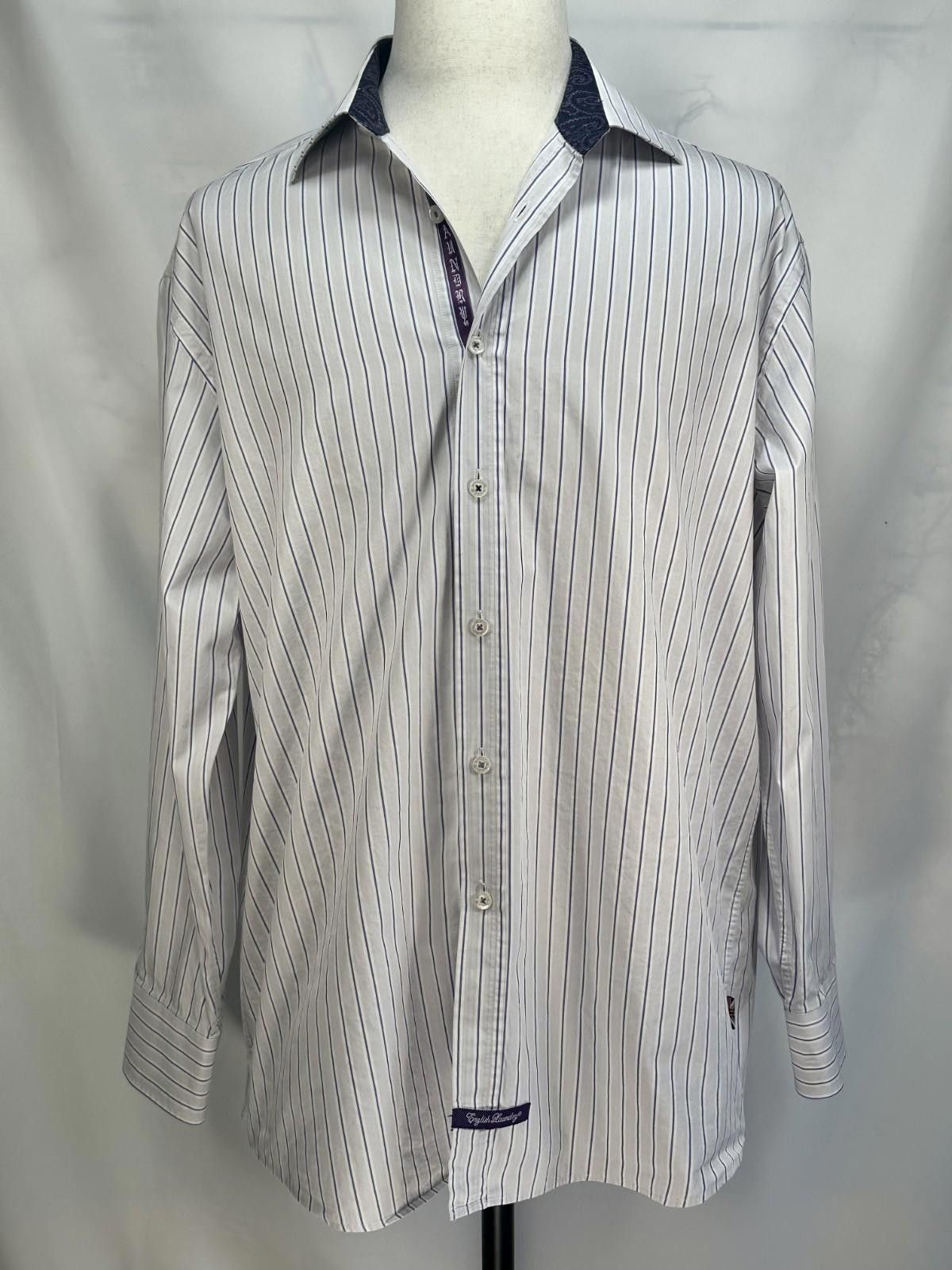 English Laundry English Laundry Embroidered Purple Striped Shirt White 2XL Size US XXL / EU 58 / 5 - 1 Thumbnail