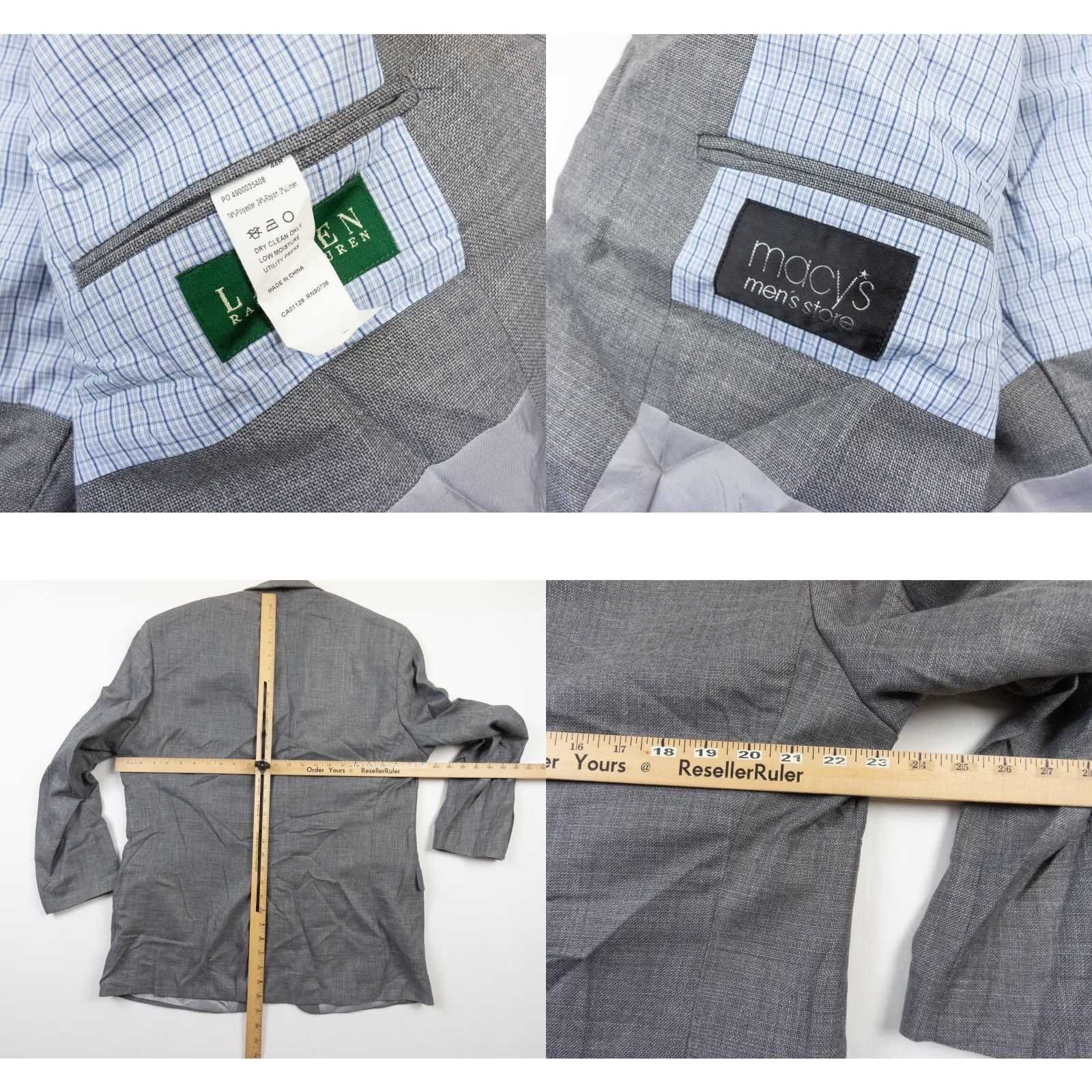 Ralph Lauren Lauren Ralph Lauren Blazer Men 44R Gray Tweed Jacket Preppy Style Mens Size 44R - 8 Thumbnail