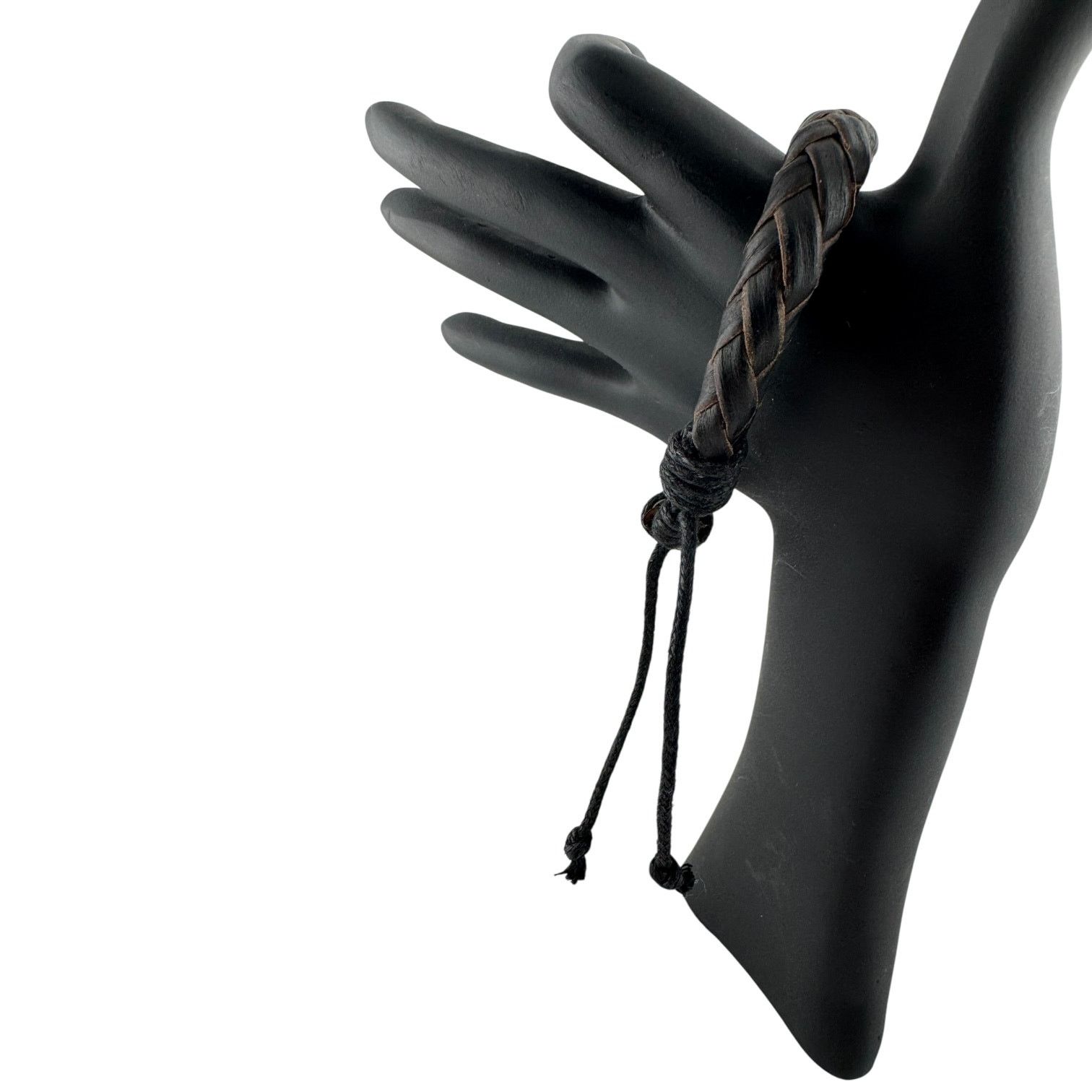 Other Dark Brown Woven Leather Bracelet Adjustable 7-9 Inch Size ONE SIZE - 3 Thumbnail