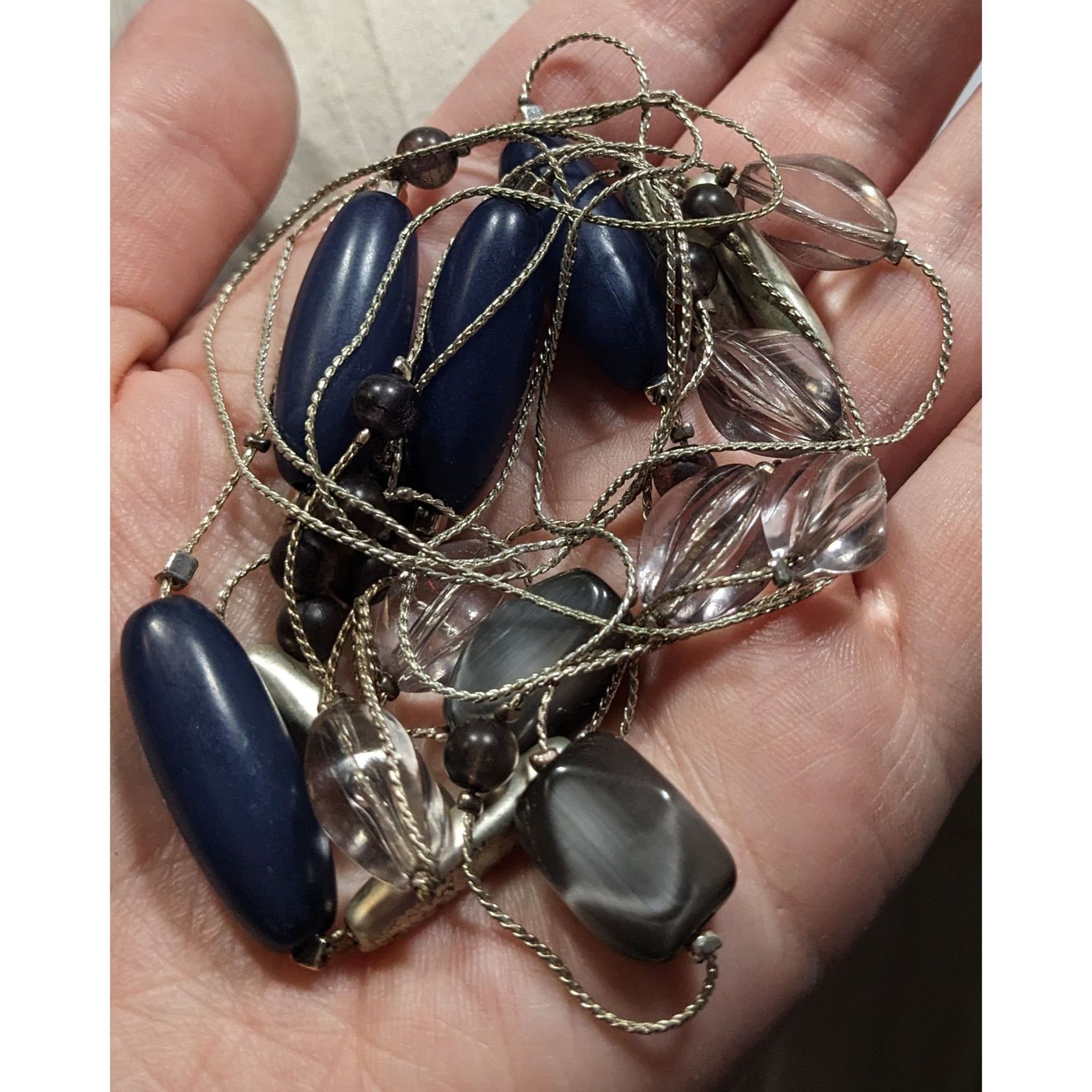 Other Multi-Strand Beaded Necklace With Blue Silver & Clear Beads Size ONE SIZE - 3 Thumbnail
