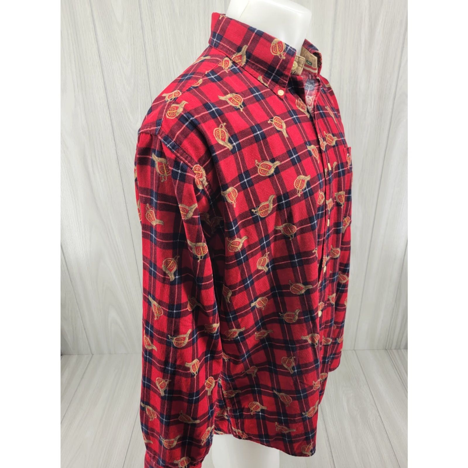 Tommy Hilfiger VINTAGE Tommy Hilfiger All Over Print Saddle Horse Long Sleeve Button-Up Mens Large Red Shirt Size US L / EU 52-54 / 3 - 6 Thumbnail