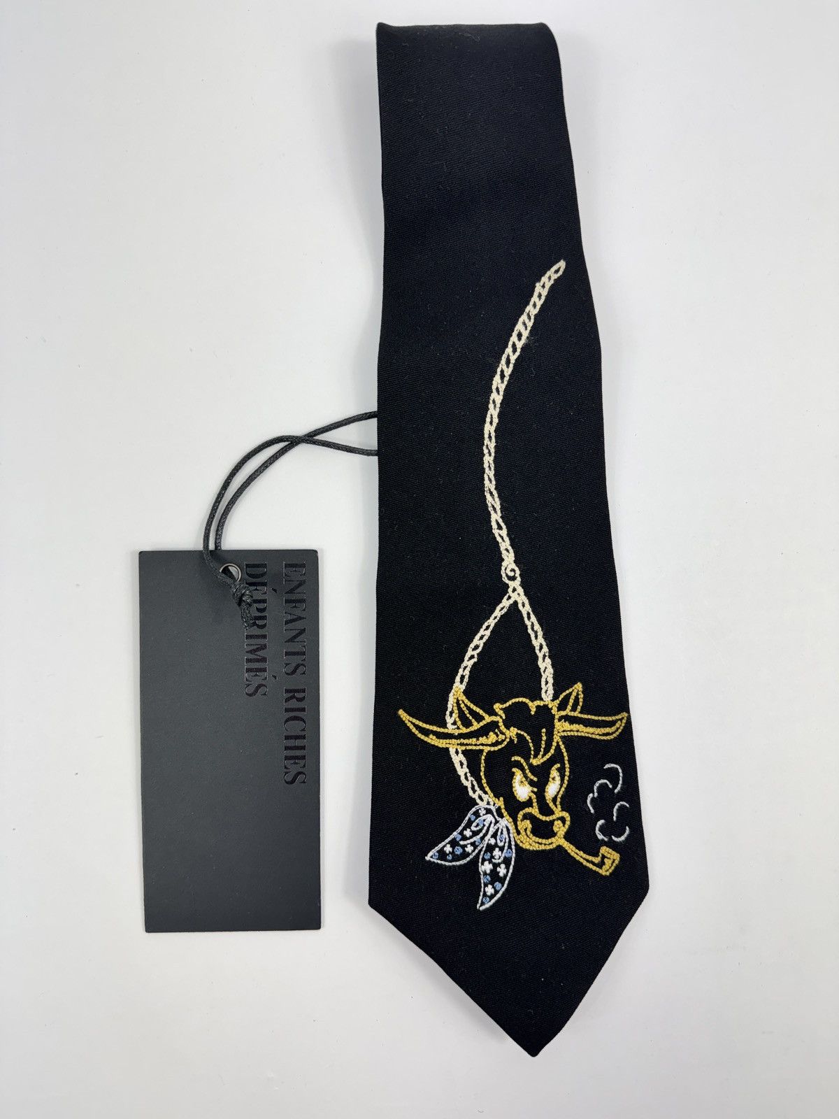 Enfants Riches Deprimes Bull 12cm Embroidered Virgin Wool-Twill Tie Size ONE SIZE - 1 Thumbnail