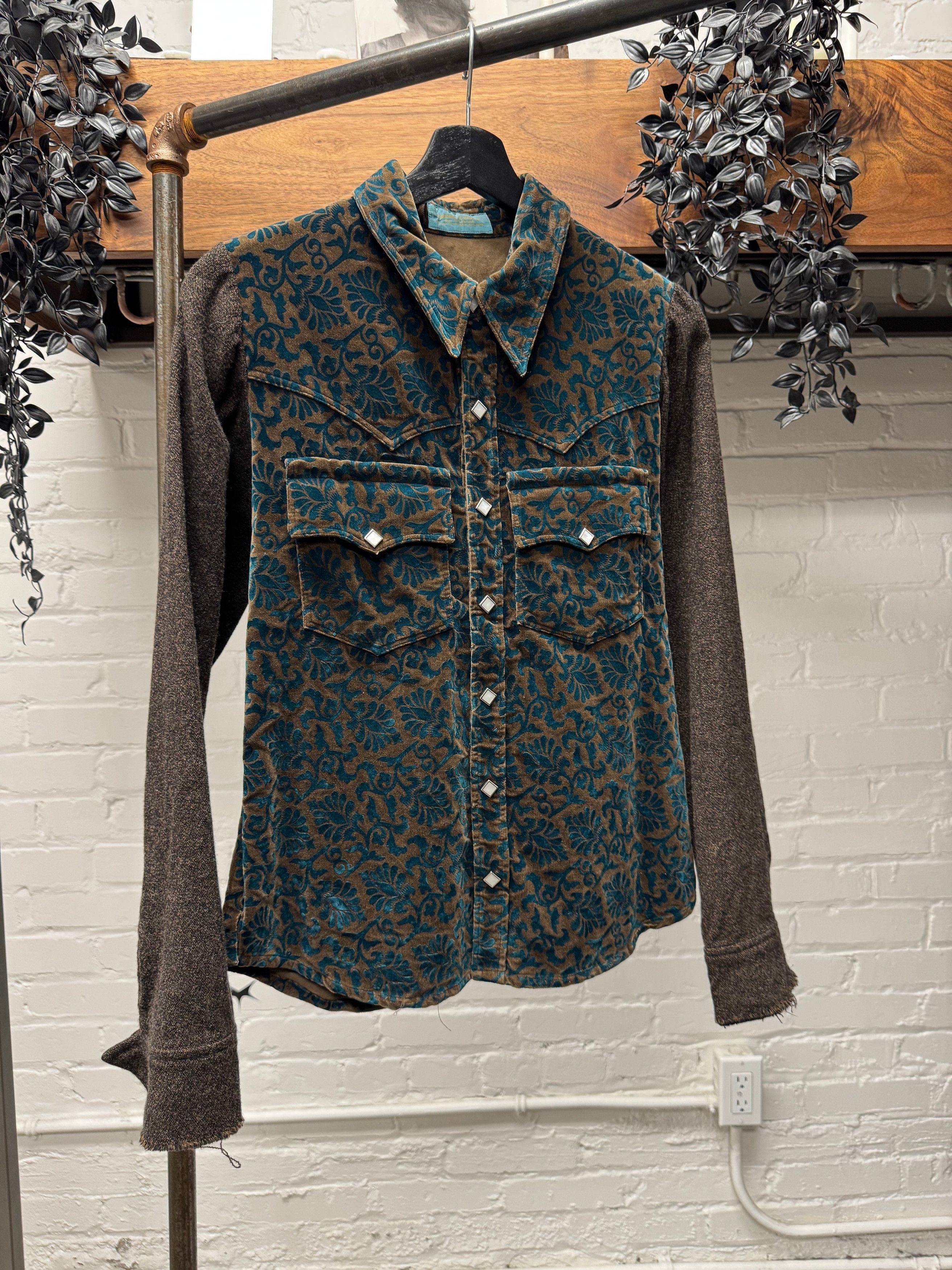 Undercover AW1997 Undercover Velour ‘Floral Pattern’ Diamond Snap Distressed Wool Shirt Size US M / EU 48-50 / 2 - 1 Thumbnail