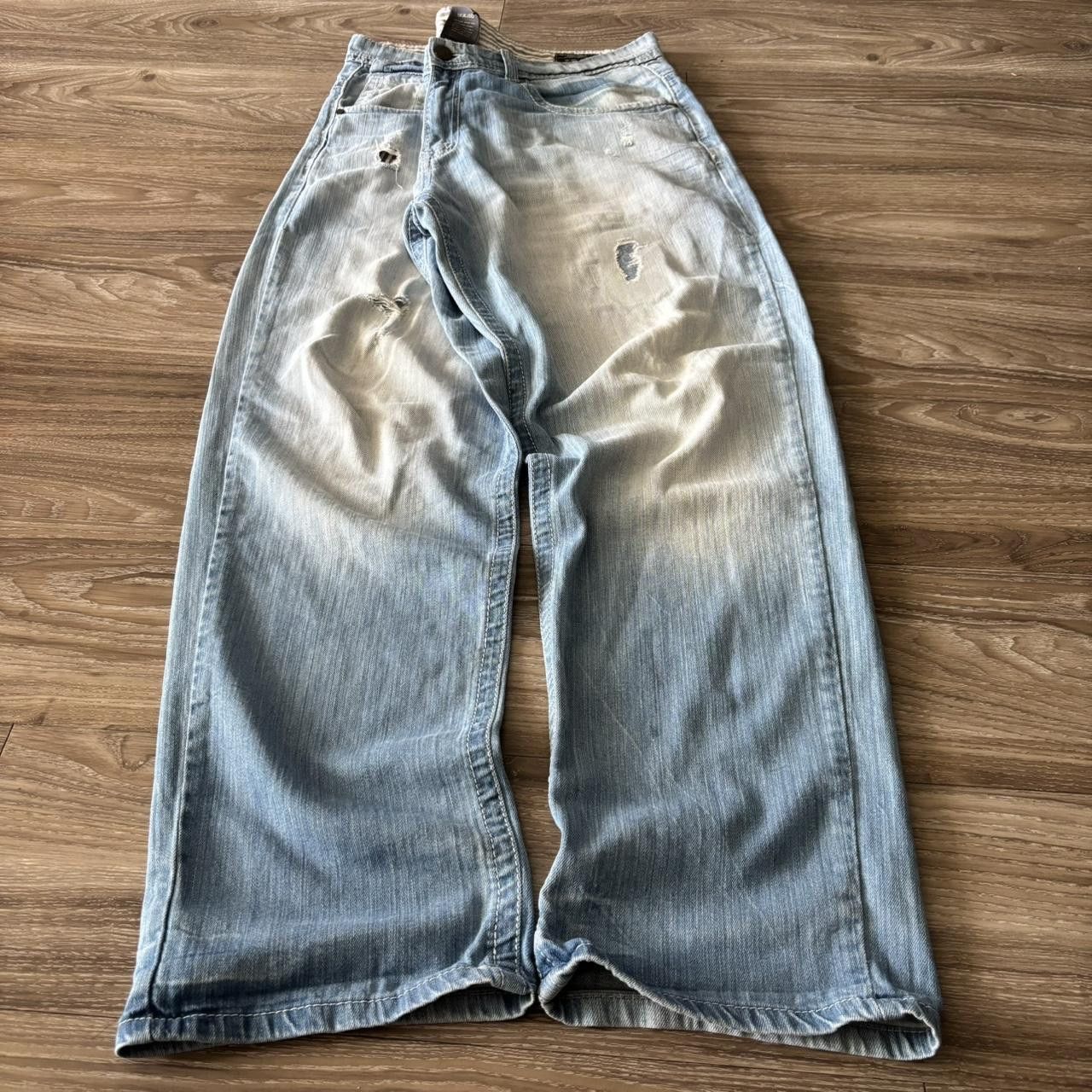 Vintage Crazy Vintage Y2K/2000s Faded Light Wash Streetwear Denim Jeans! 40x32 Size US 40 / EU 56 - 3 Thumbnail