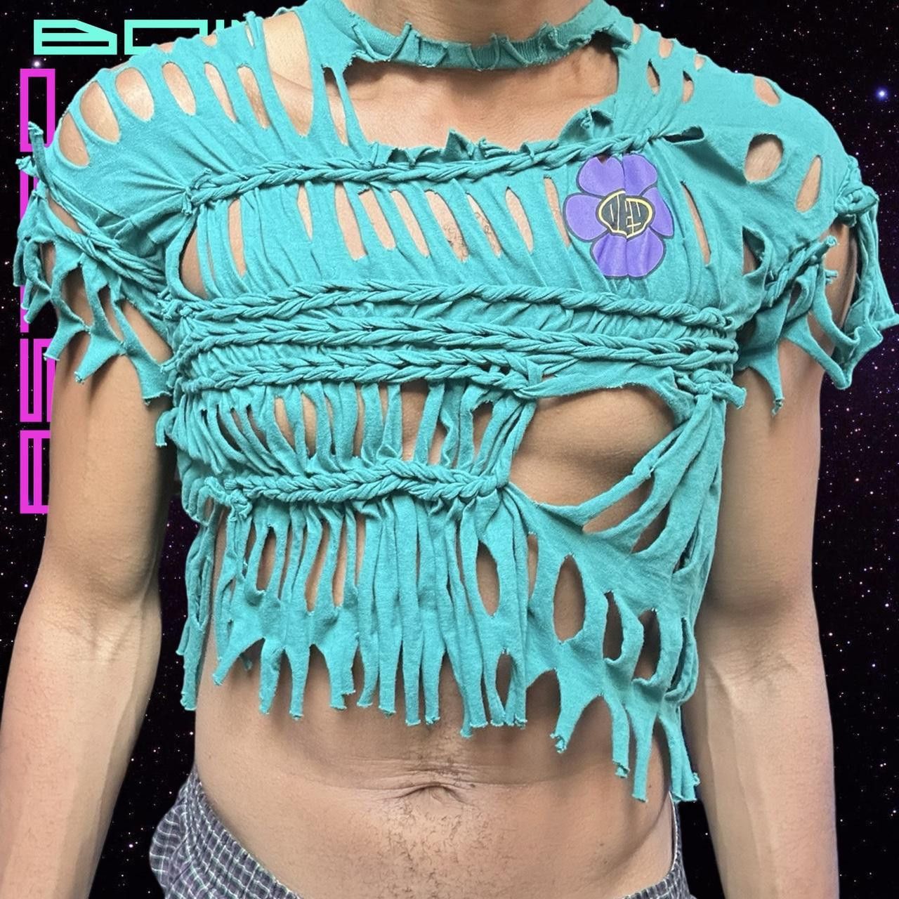 Obey ASTROBOI* OBEY GREEN BRAIDED FLORAL CROPPED TOP _ SMALL Size US S / EU 44-46 / 1 - 2 Thumbnail